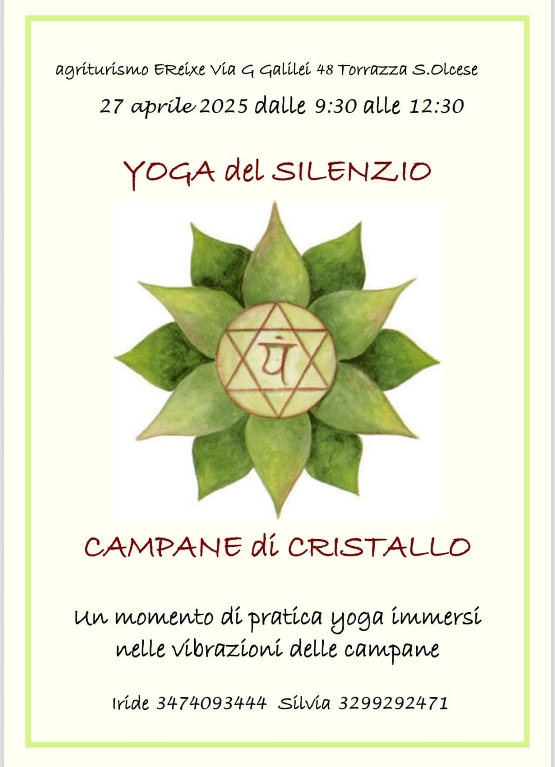 Yoga del Silenzio e Campane di Cristallo