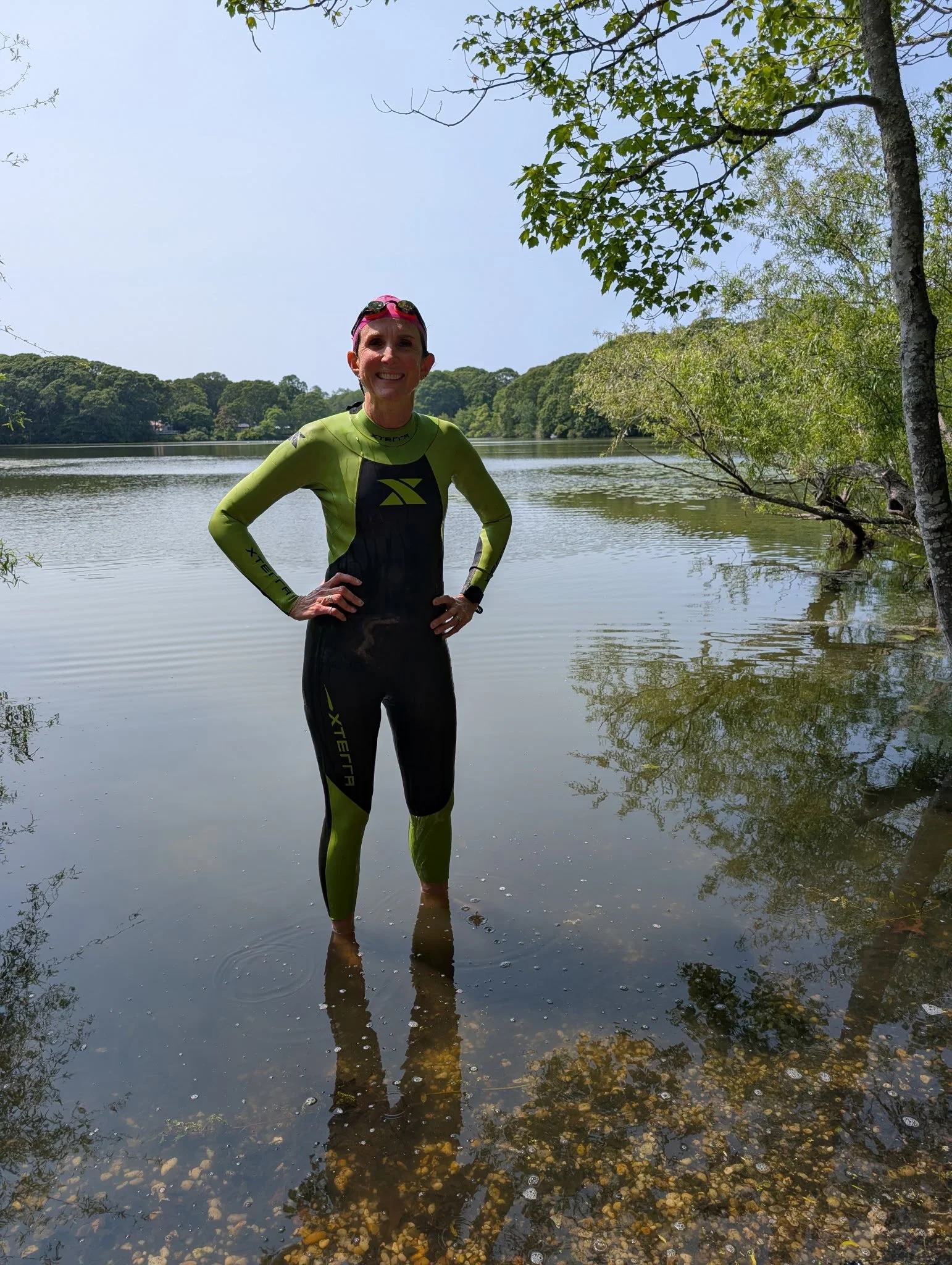 Ironman (woman) marathoner Julia Weisenberg at Fresh Pond