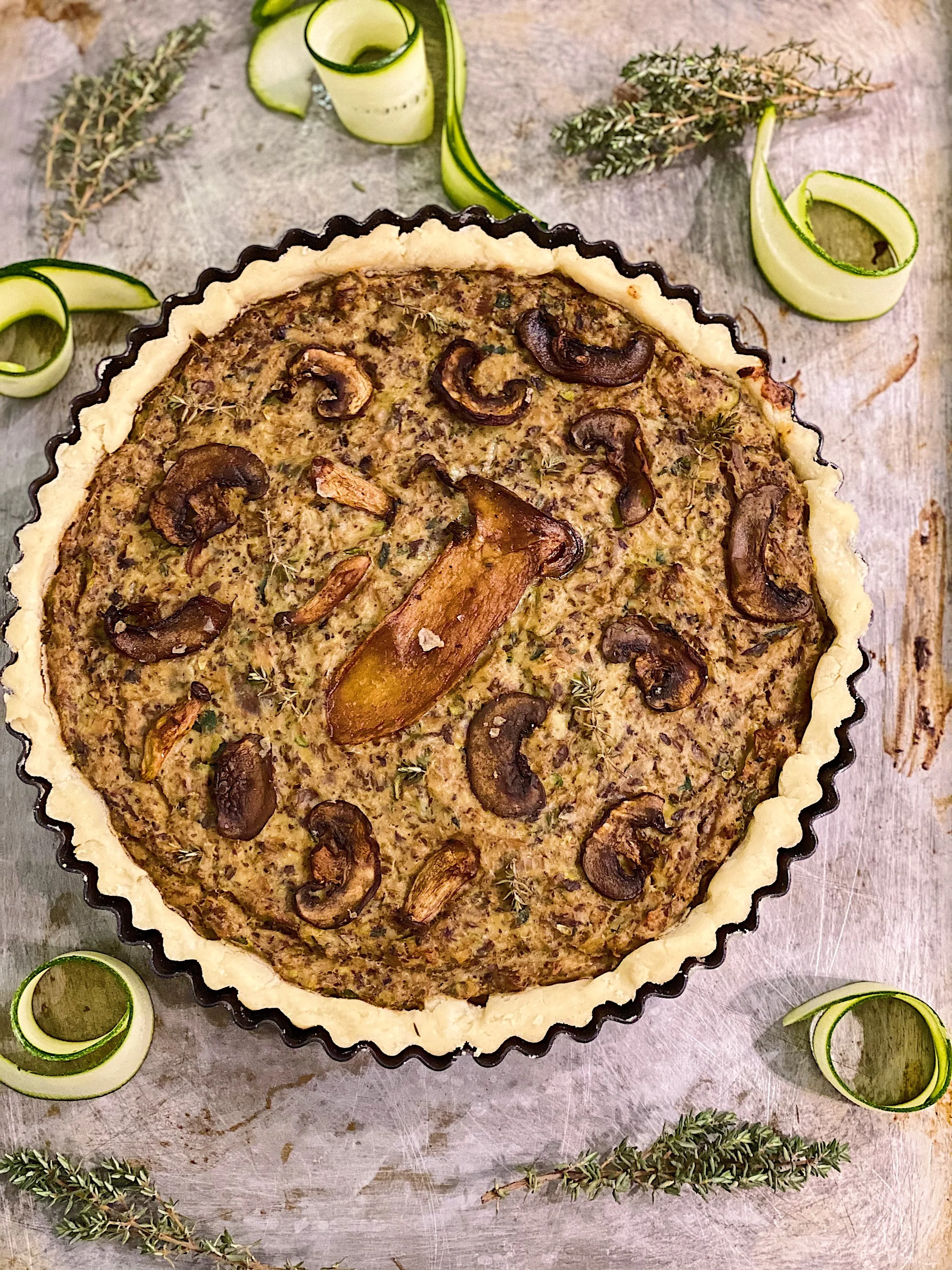Mushroom, Courgette & Thyme Tart