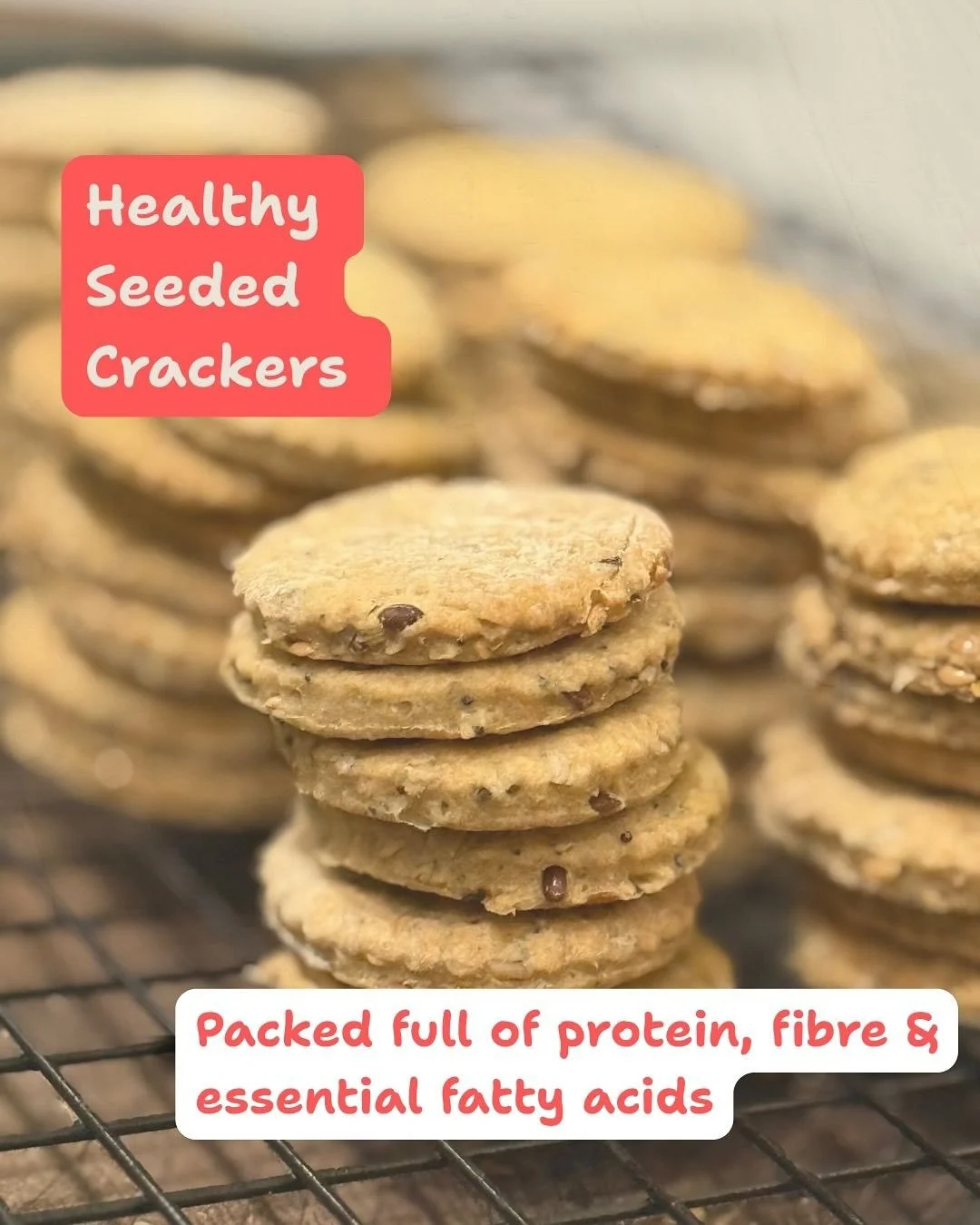 Healthy Cracker recipe ⬇️

Crisp, golden &amp; seriously moreish 🌾 These Healthy Seeded Crackers are made with buckwheat flour (yep, gluten-free 🙌) and loaded with pumpkin, flax, sunflower &amp; poppy seeds. 

Think fibre, plant protein &amp; healt