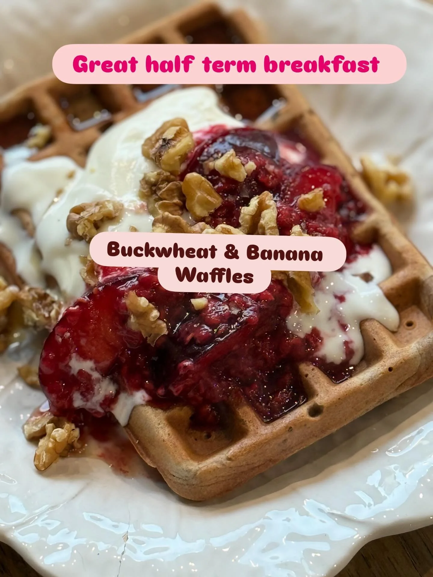 🥞 Half Term Breakfast = Sorted! 🍌✨
Crisp on the outside, fluffy on the inside, these Banana & Buckwheat Waffles are the easiest way to make mornings feel special. 
Naturally sweetened with ripe banana and spiced with a hint of cinnamon, they&r