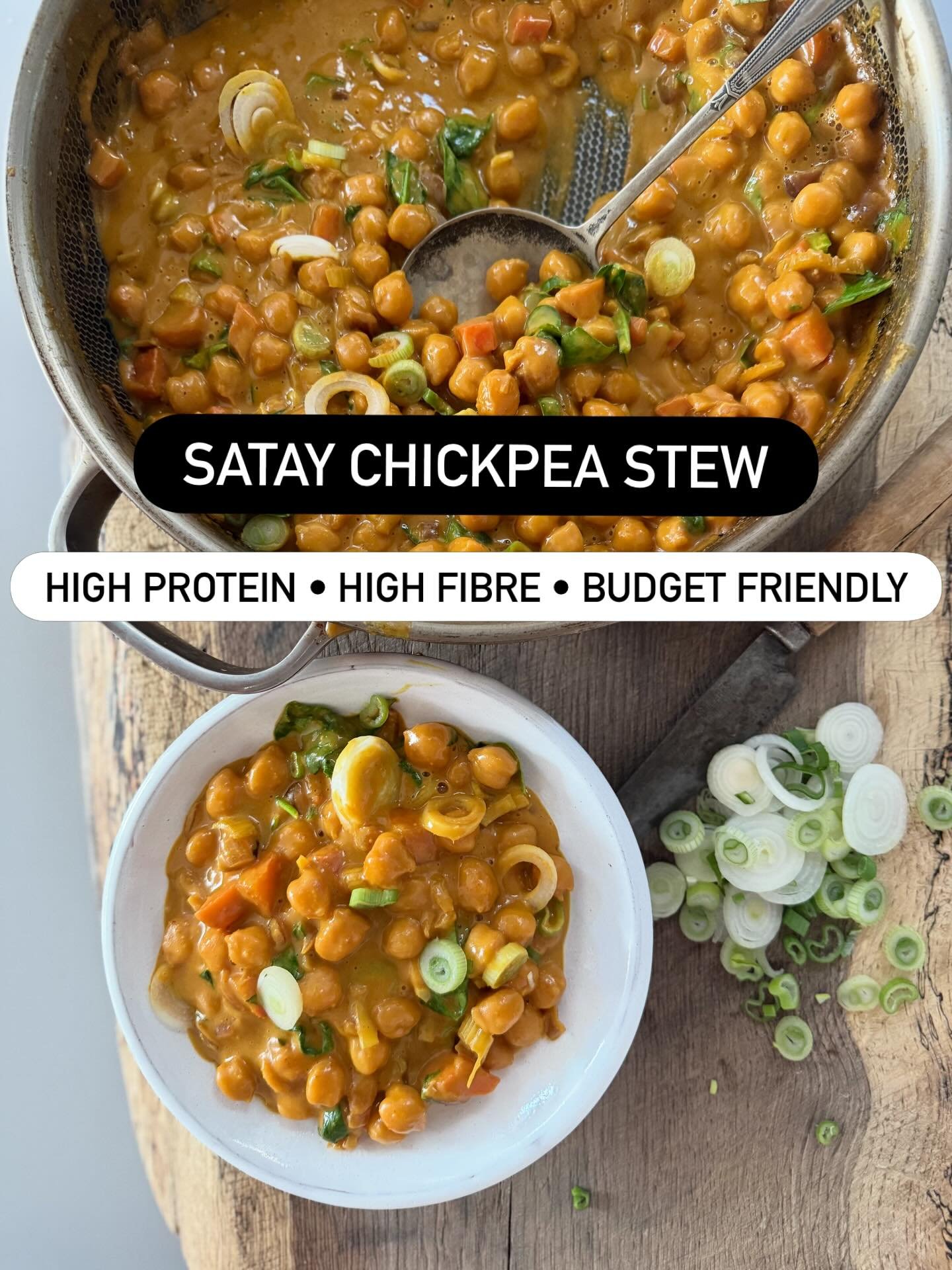 🥜 SATAY CHICKPEA STEW

Looking for a nourishing meal that&rsquo;s kind to both your body and your budget, this one&rsquo;s for you.

This creamy satay chickpea stew is packed with plant protein, fibre and flavour, making it a recipe you&rsquo;ll com