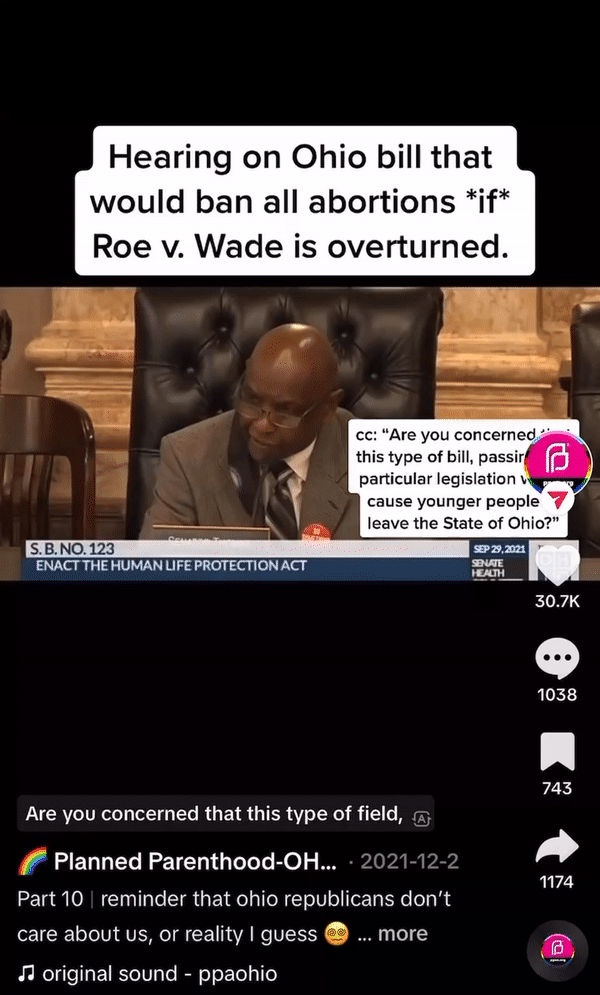 Senator discussing Ohio's abortion ban.