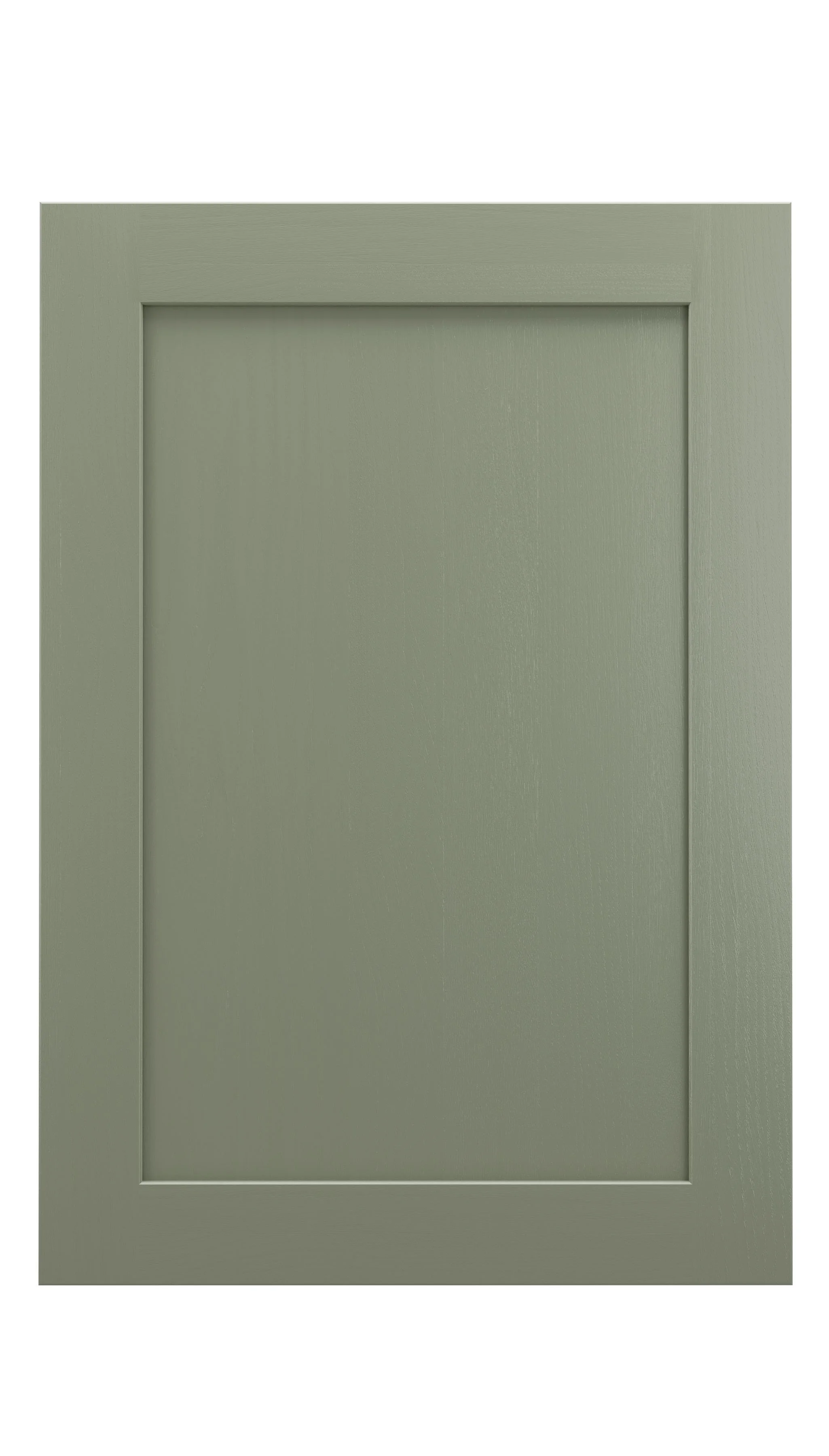 Green Shaker-style cabinet door on white background.