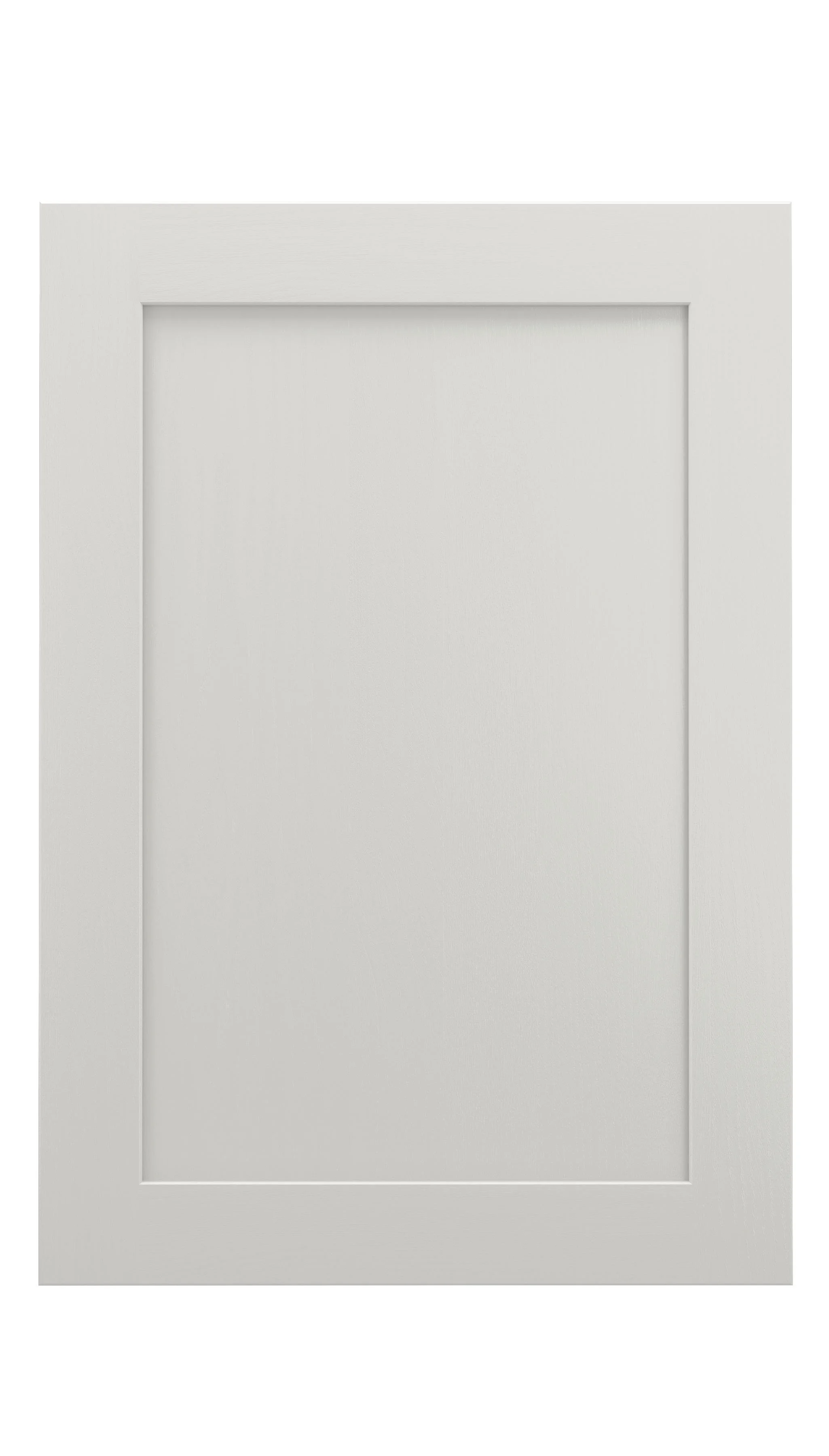 White shaker style cabinet door with a simple rectangular panel design.