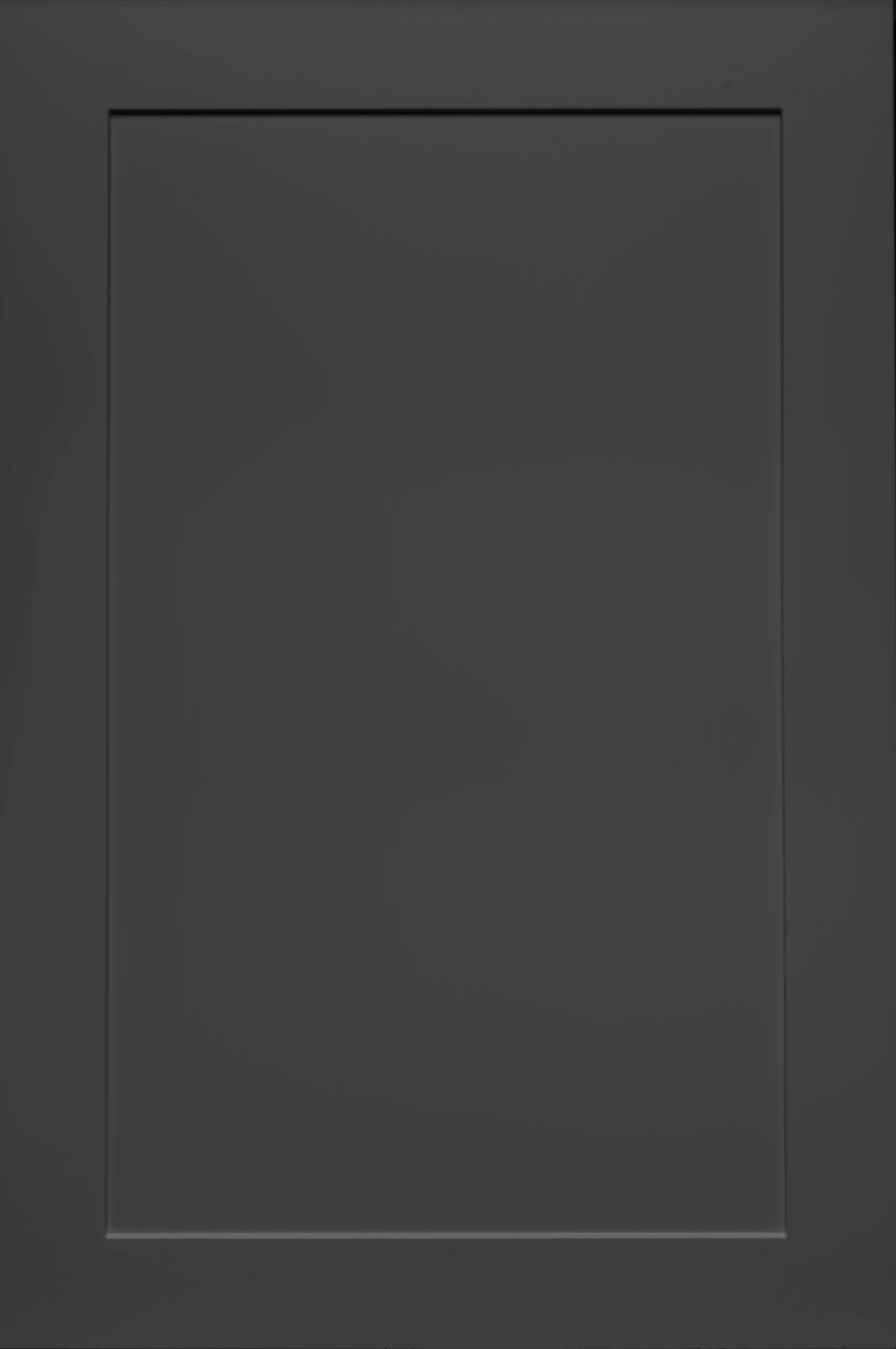 Dark gray Shaker-style cabinet door with recessed panel.