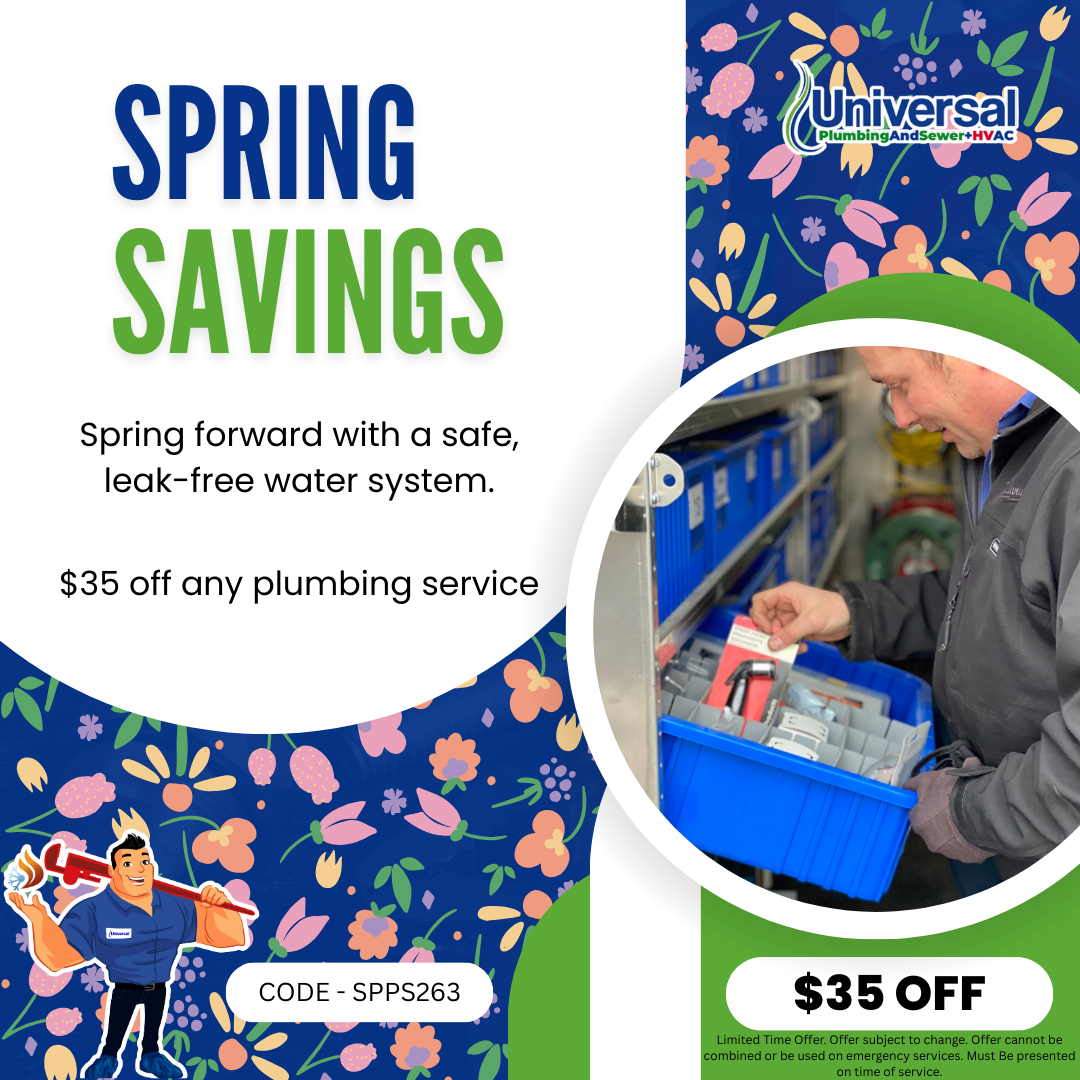 Universal Plumbing & Sewer coupon offering $35 off plumbing and drain services in Metro Detroit.