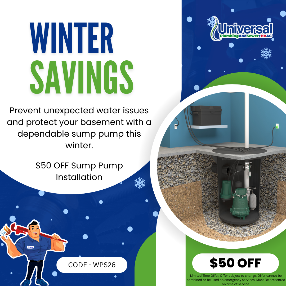 Universal Plumbing & Sewer sump pump service discount coupon