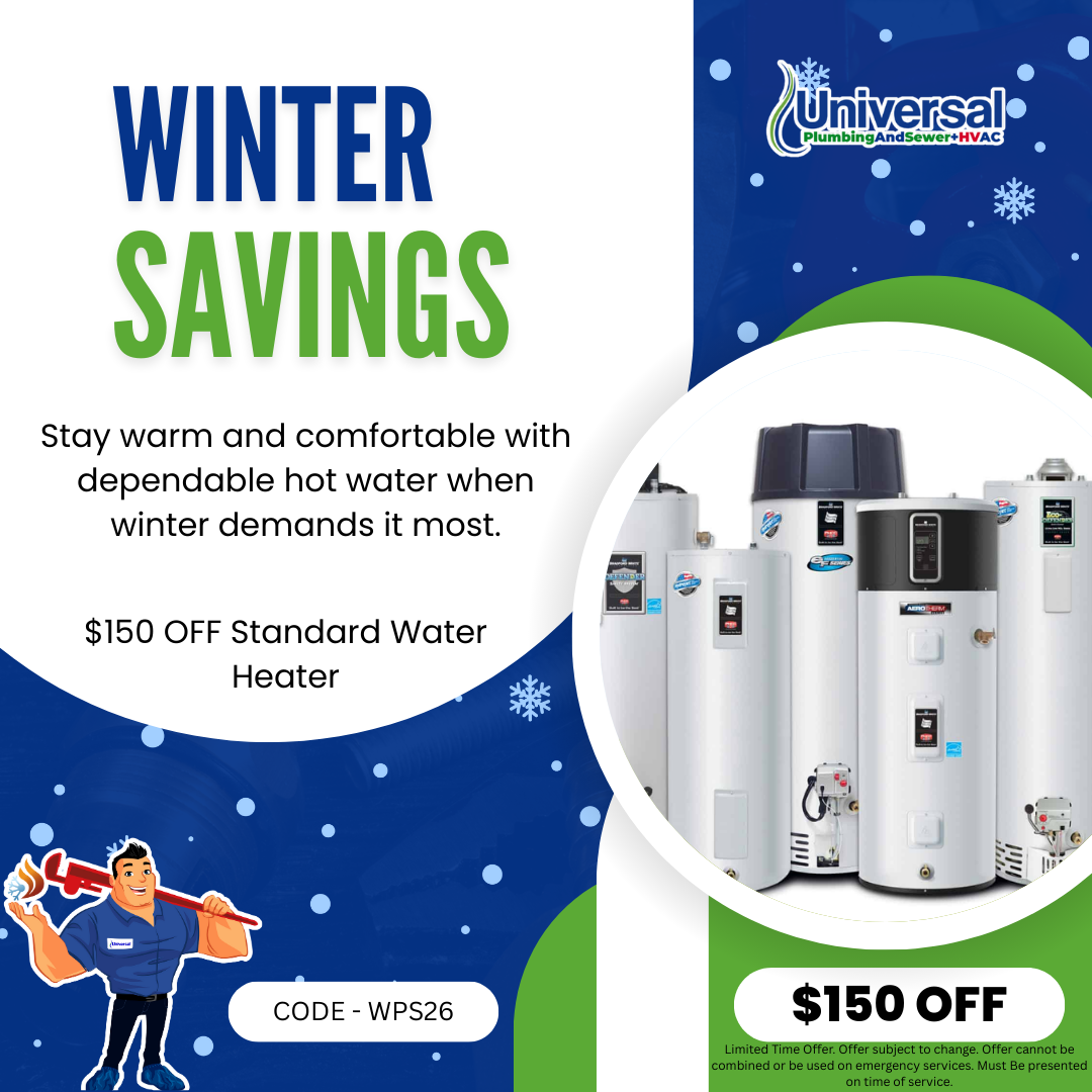 Universal Plumbing & Sewer standard water heater service coupon