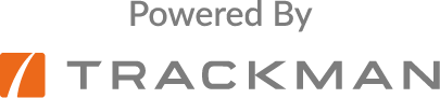 Trackman logo with the text 'Powered By' above it