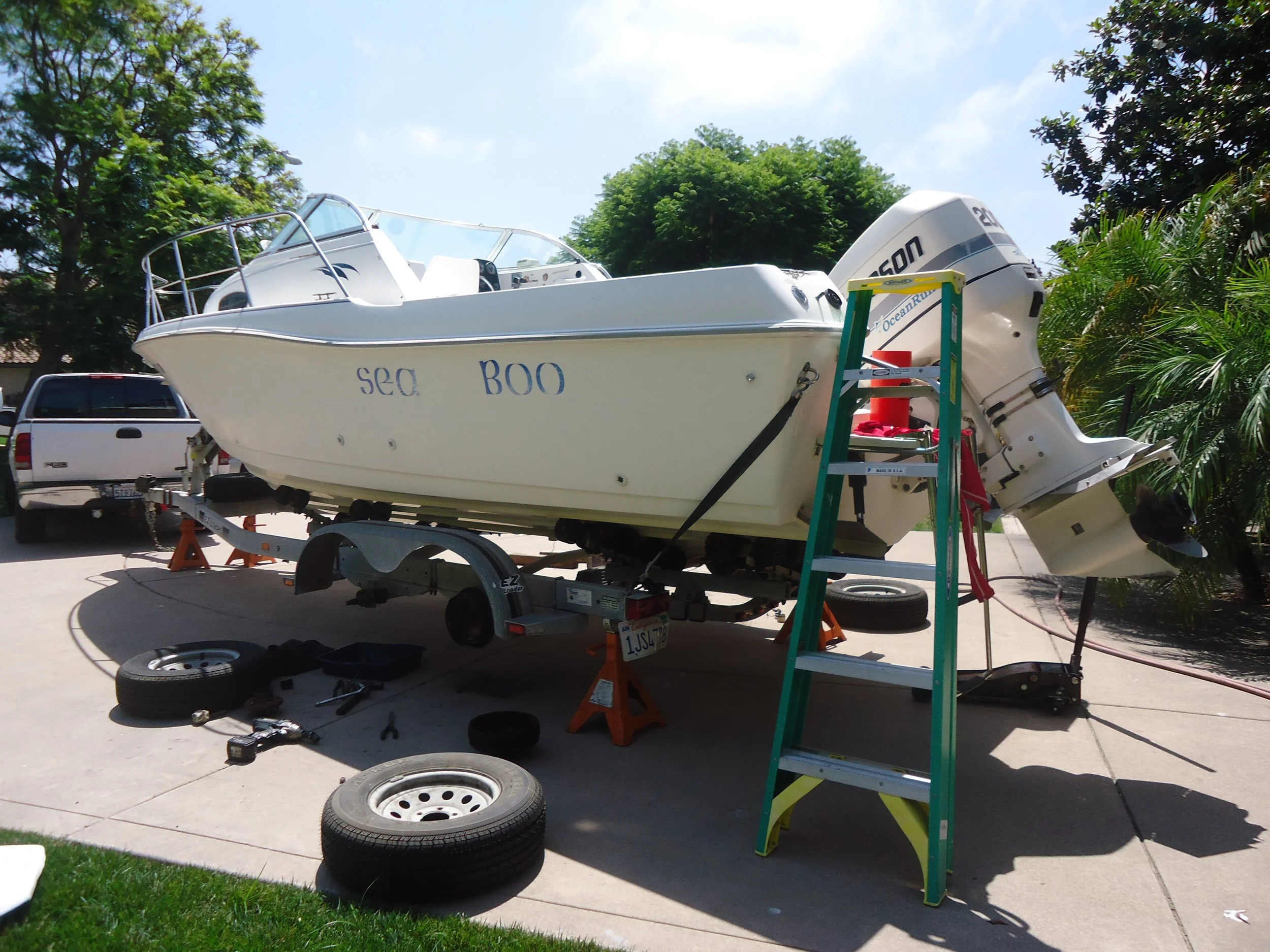 Boat trailer bearing service