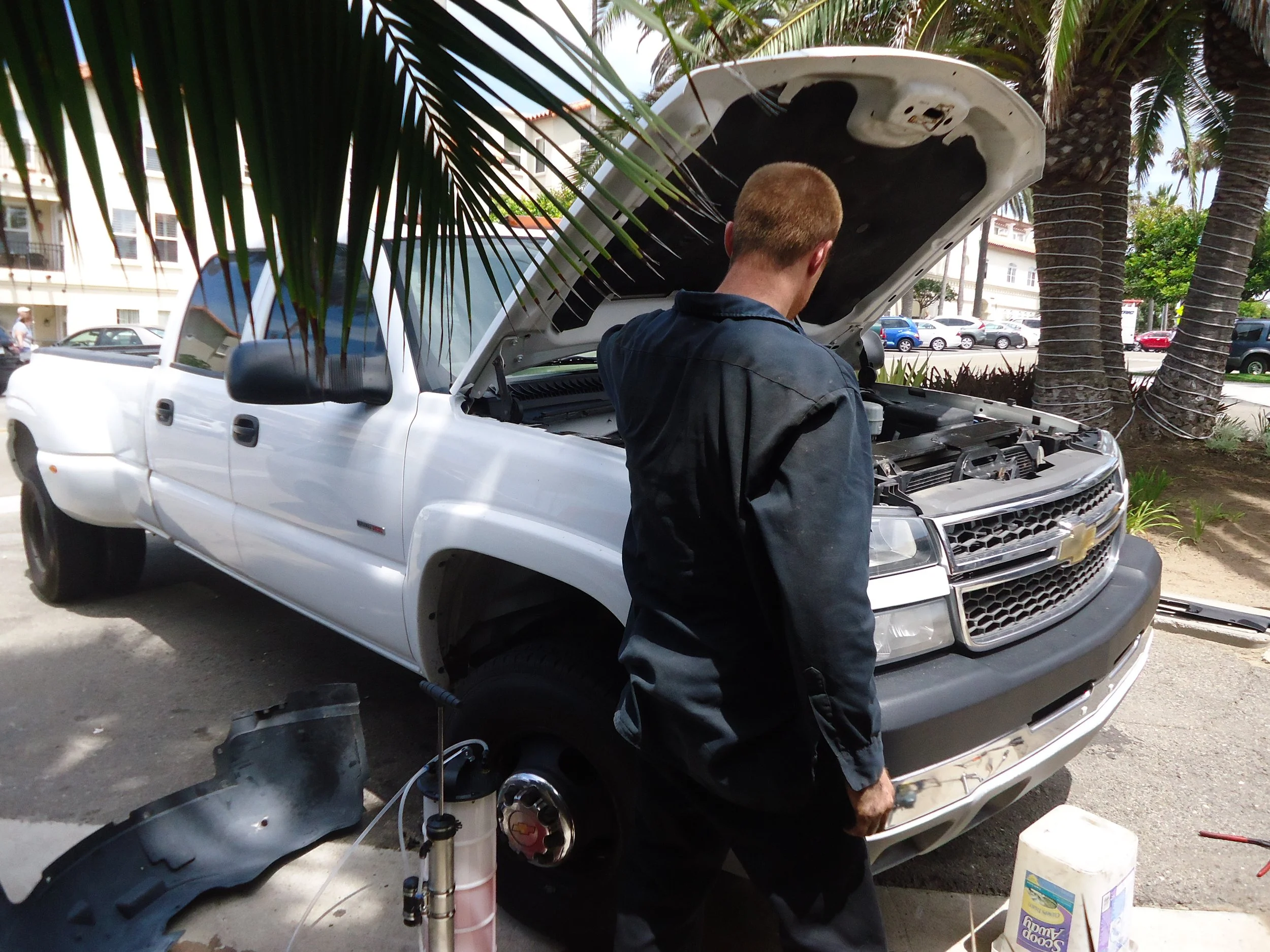 Duramax coolant service, fuel filter servicee