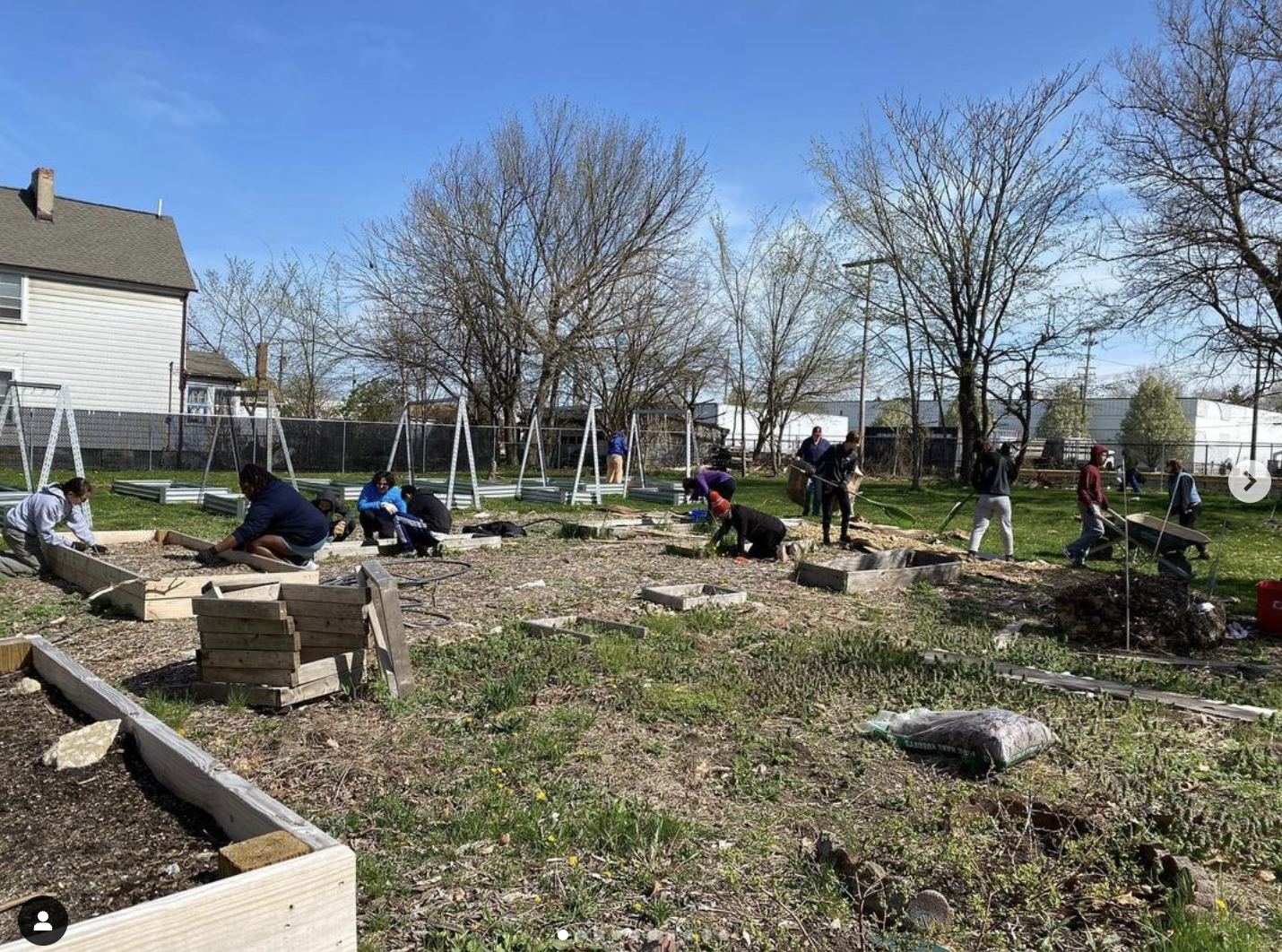 Volunteers helping out on our urban farm
