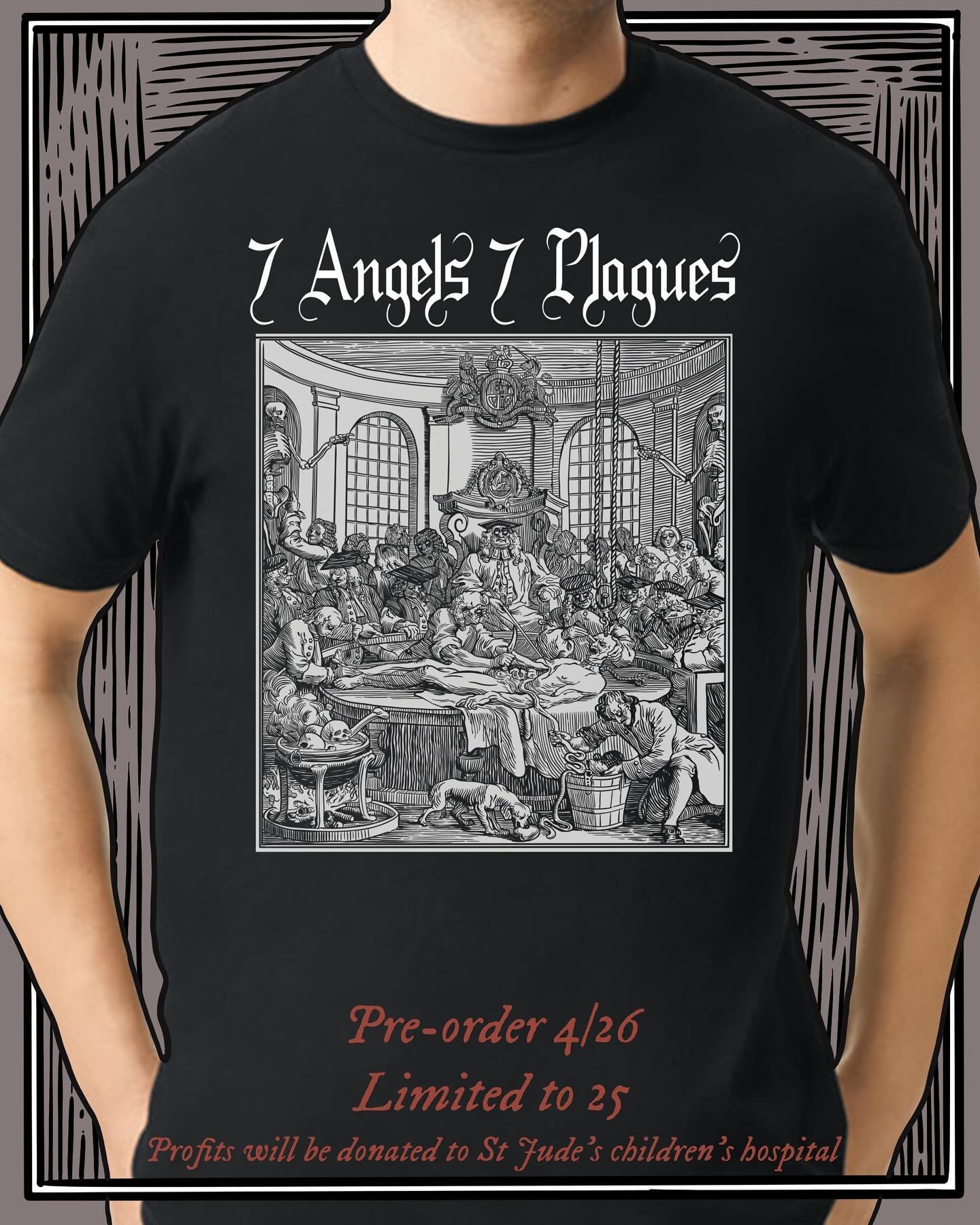 Yo, surprise! Limited edition @7angels7plagues2020 shirt dropping tomorrow at noon EST! 

All profits going to St Jude&rsquo;s! 

#metalcore #metal #charity #fuckcancer #stjudeschildrenshospital #hardcore