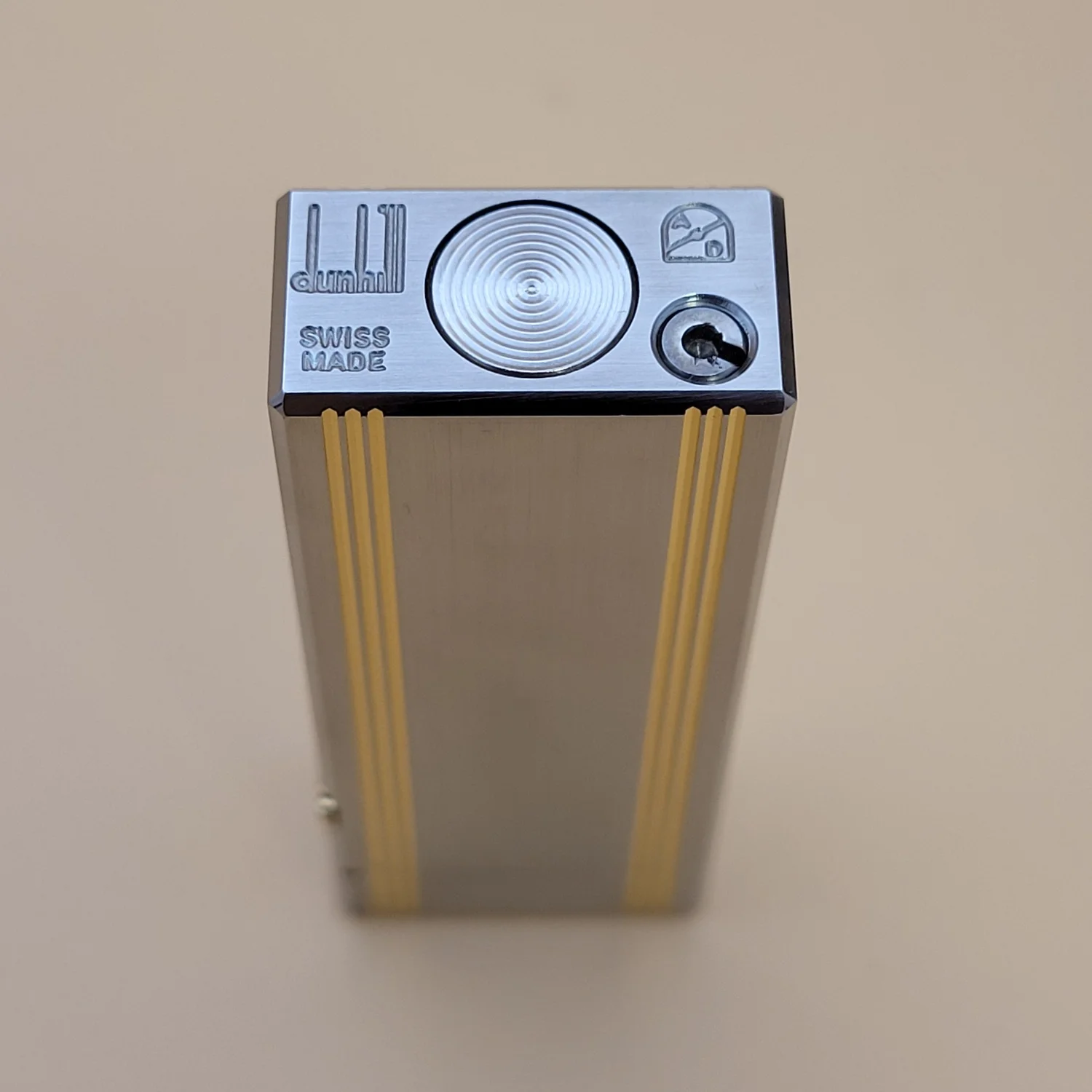 Alfred Dunhill Rollagas Brushed Palladium & Gold Strips Lighter 