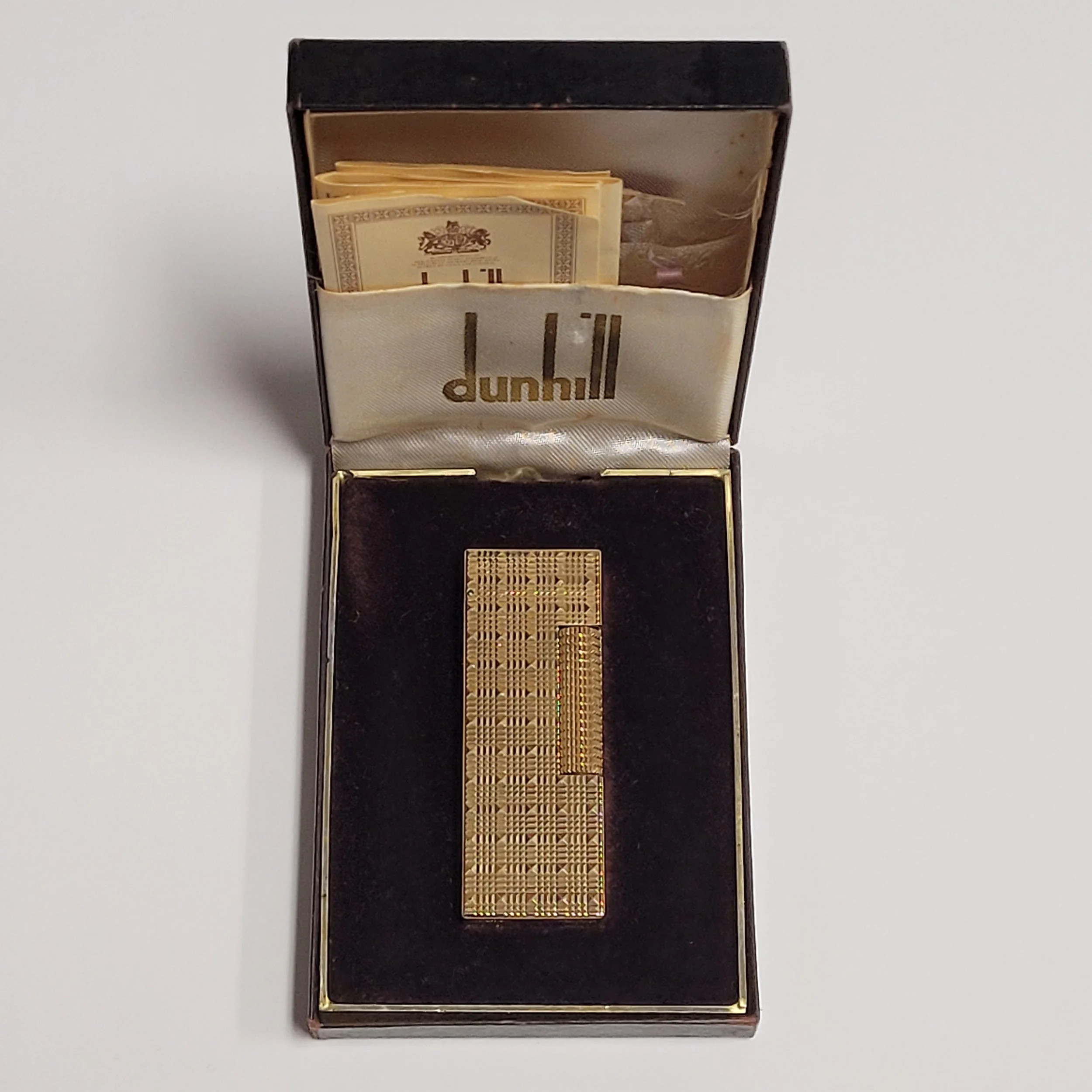Alfred Dunhill Rollagas Gold Plated & Square Tartan Lighter