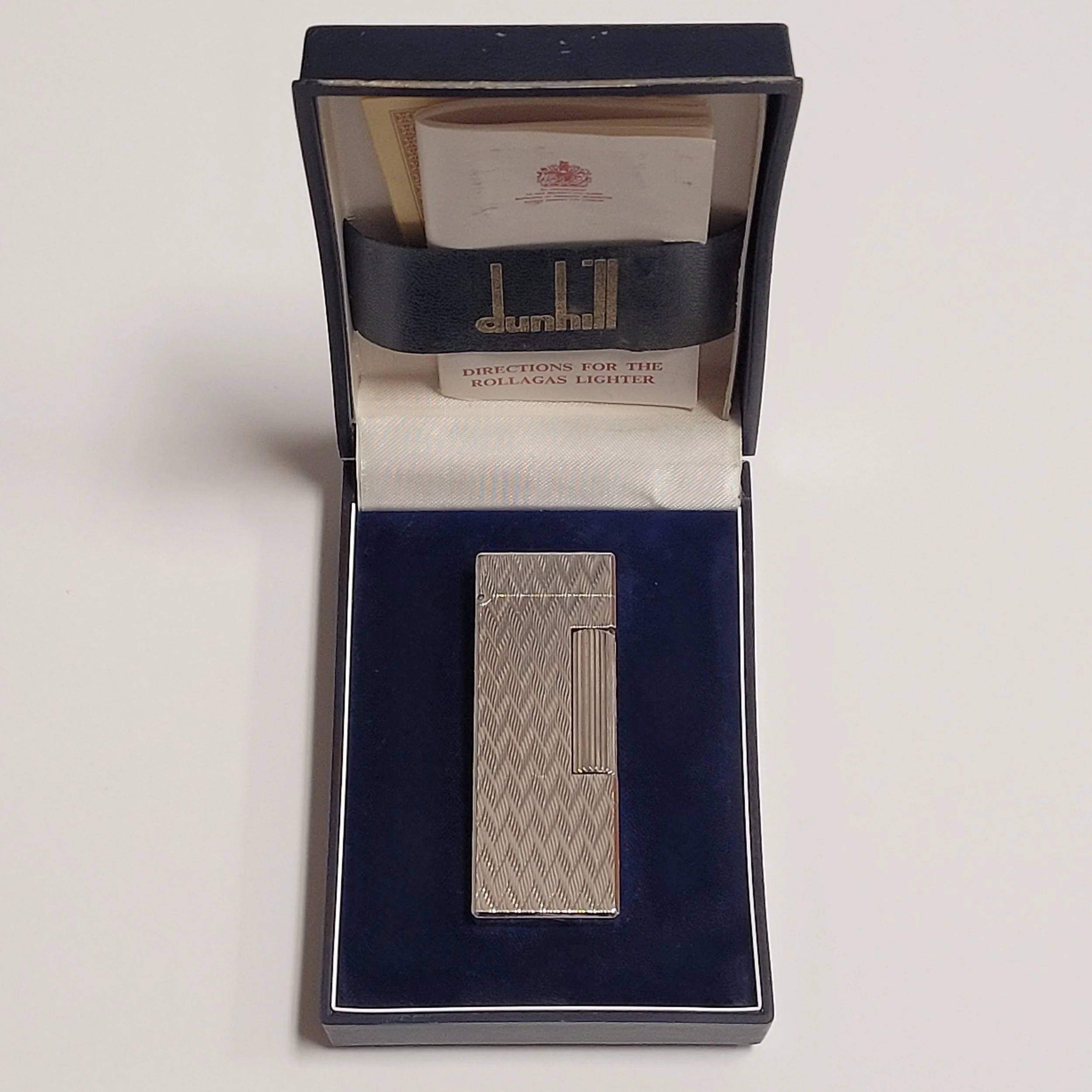 Alfred Dunhill Rollagas Silver Plated & Chevron Lighter