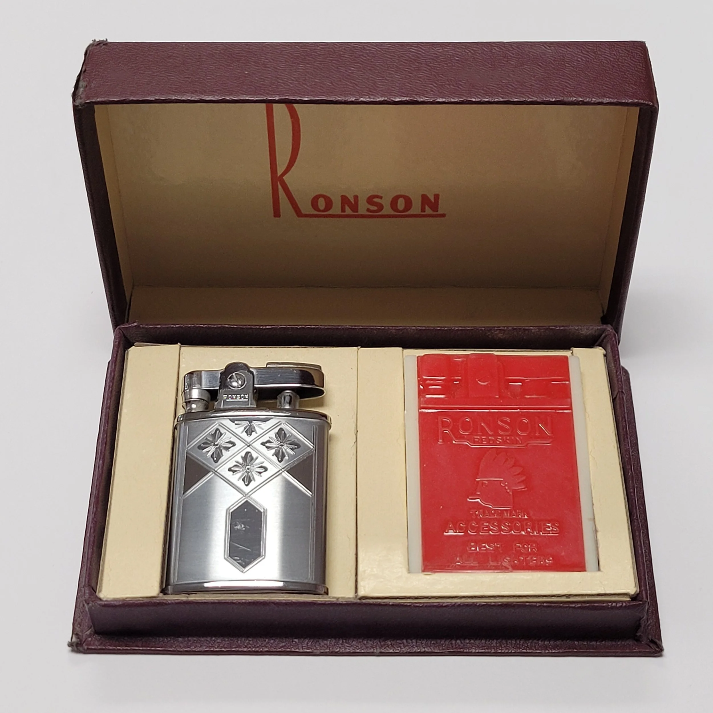 1930s Ronson Gem Floral & Chrome Lighter