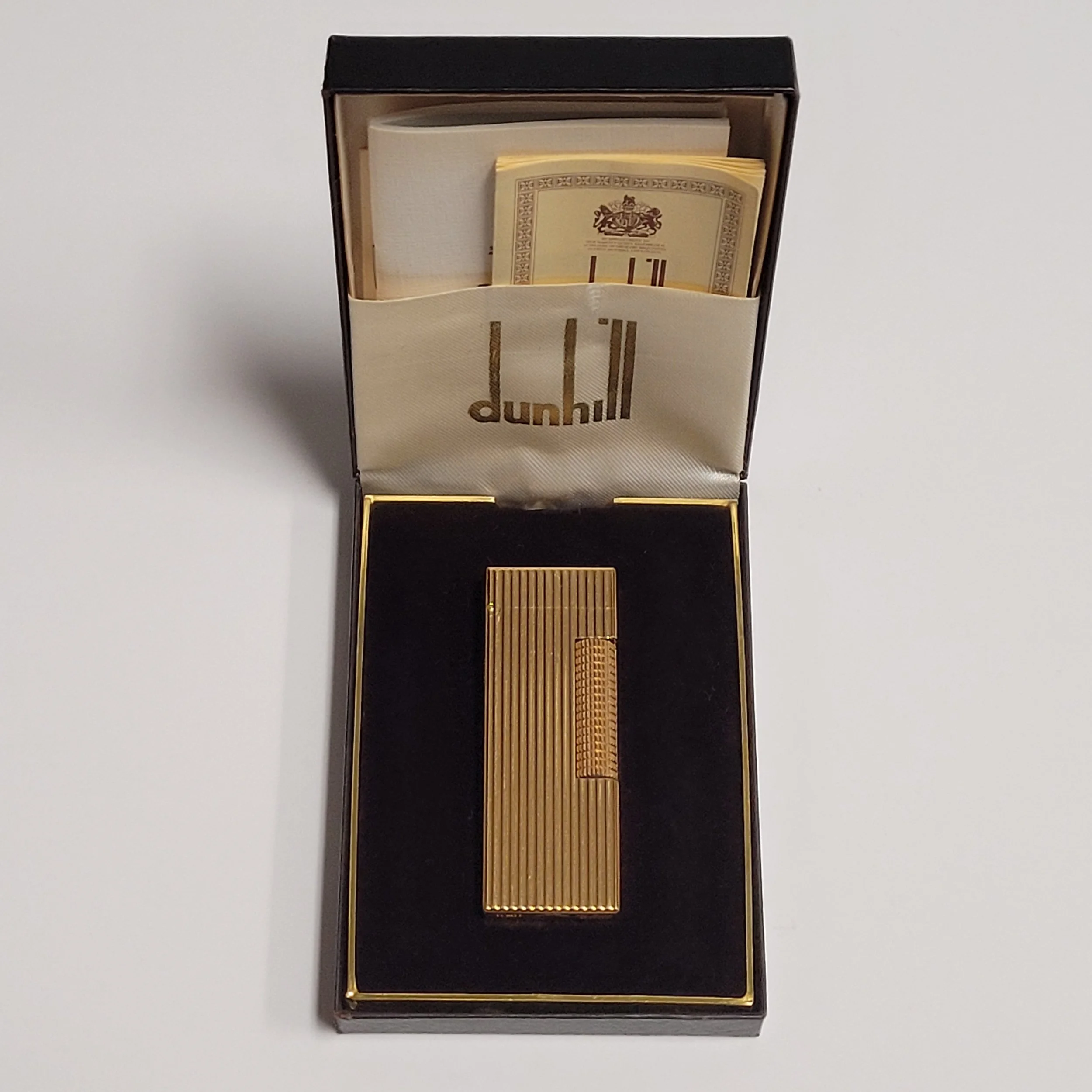 1970s Alfred Dunhill Rollagas Gold Plated & Lines Lighter