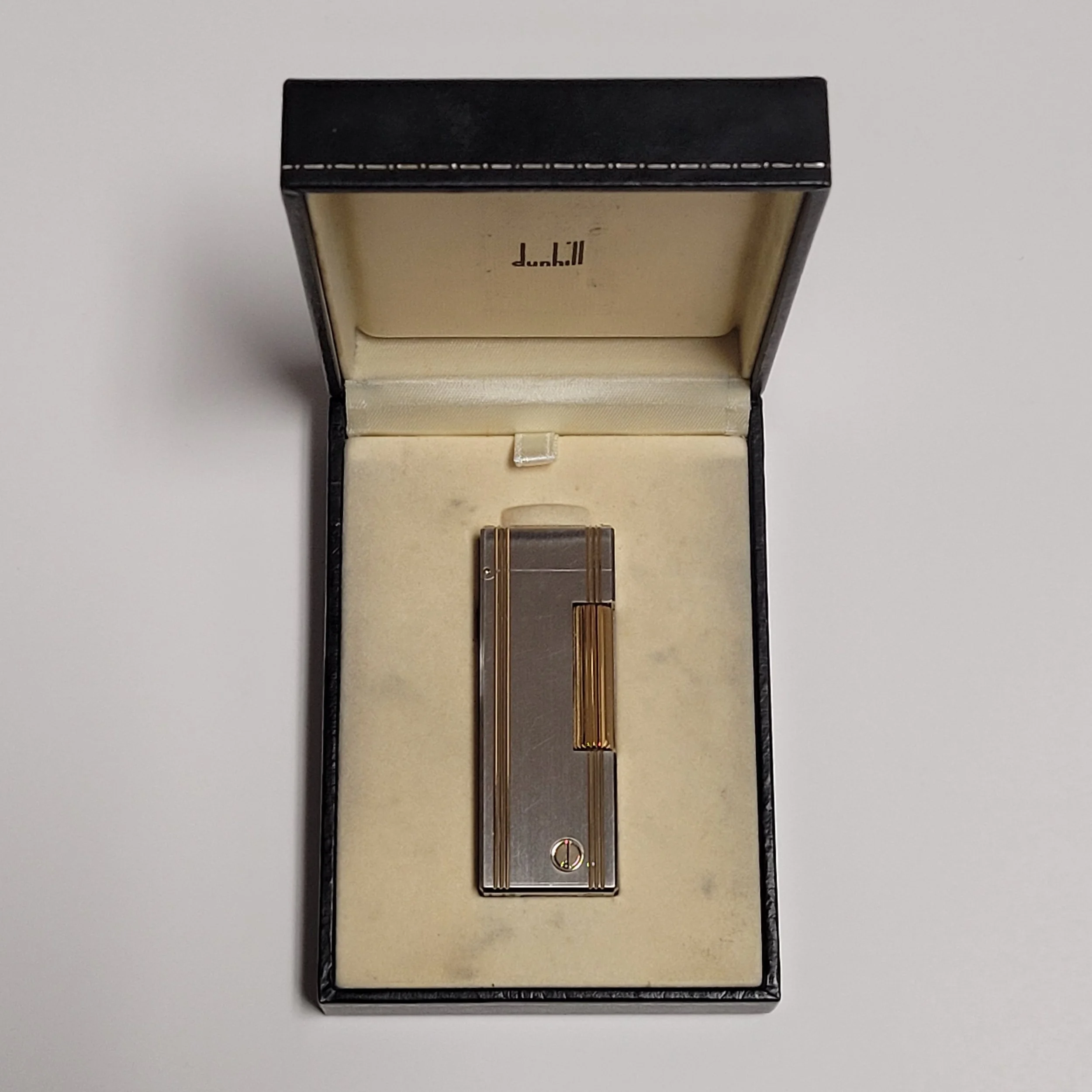 Alfred Dunhill Rollagas Brushed Palladium & Gold Strips Lighter