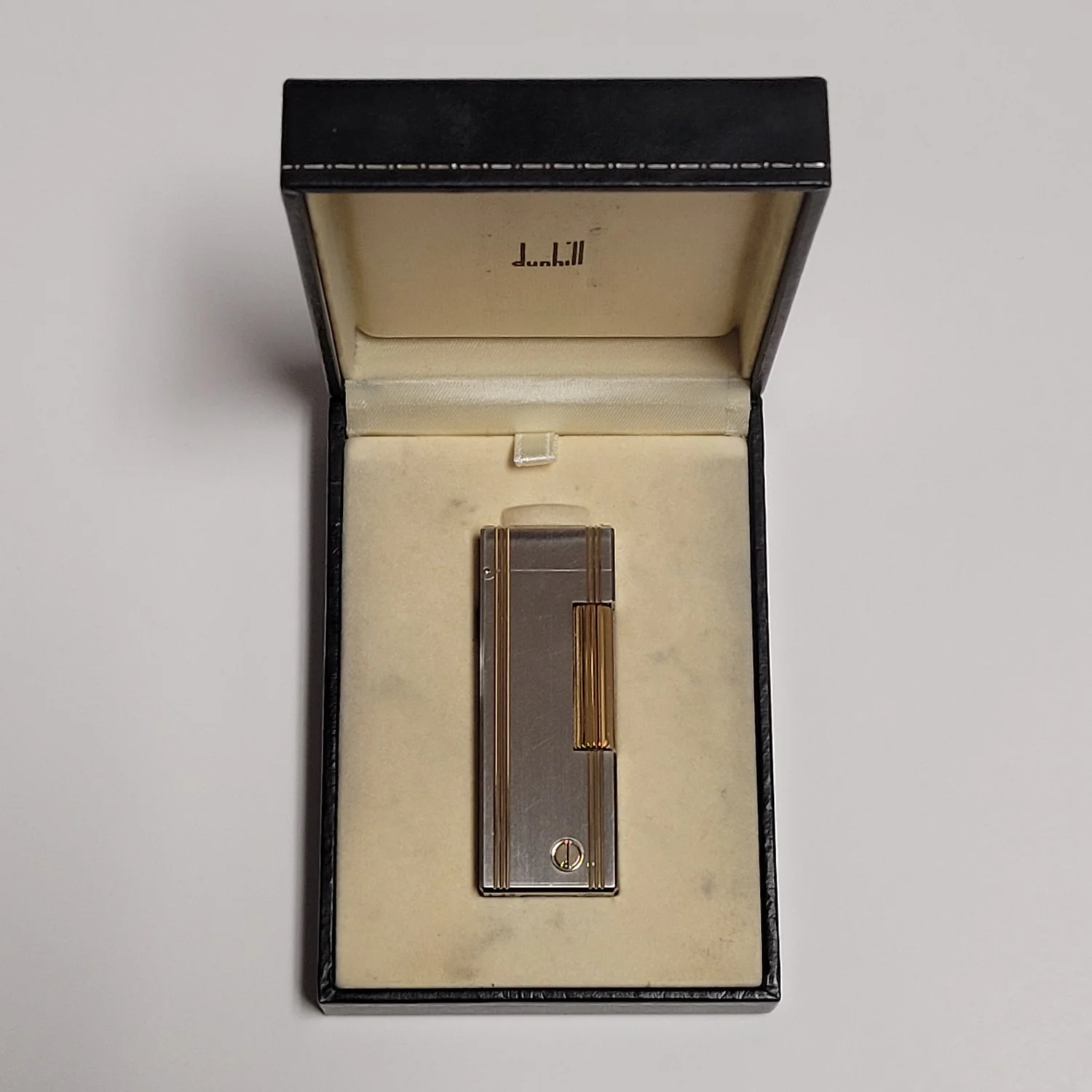 Alfred Dunhill Rollagas Brushed Palladium & Gold Strips Lighter 