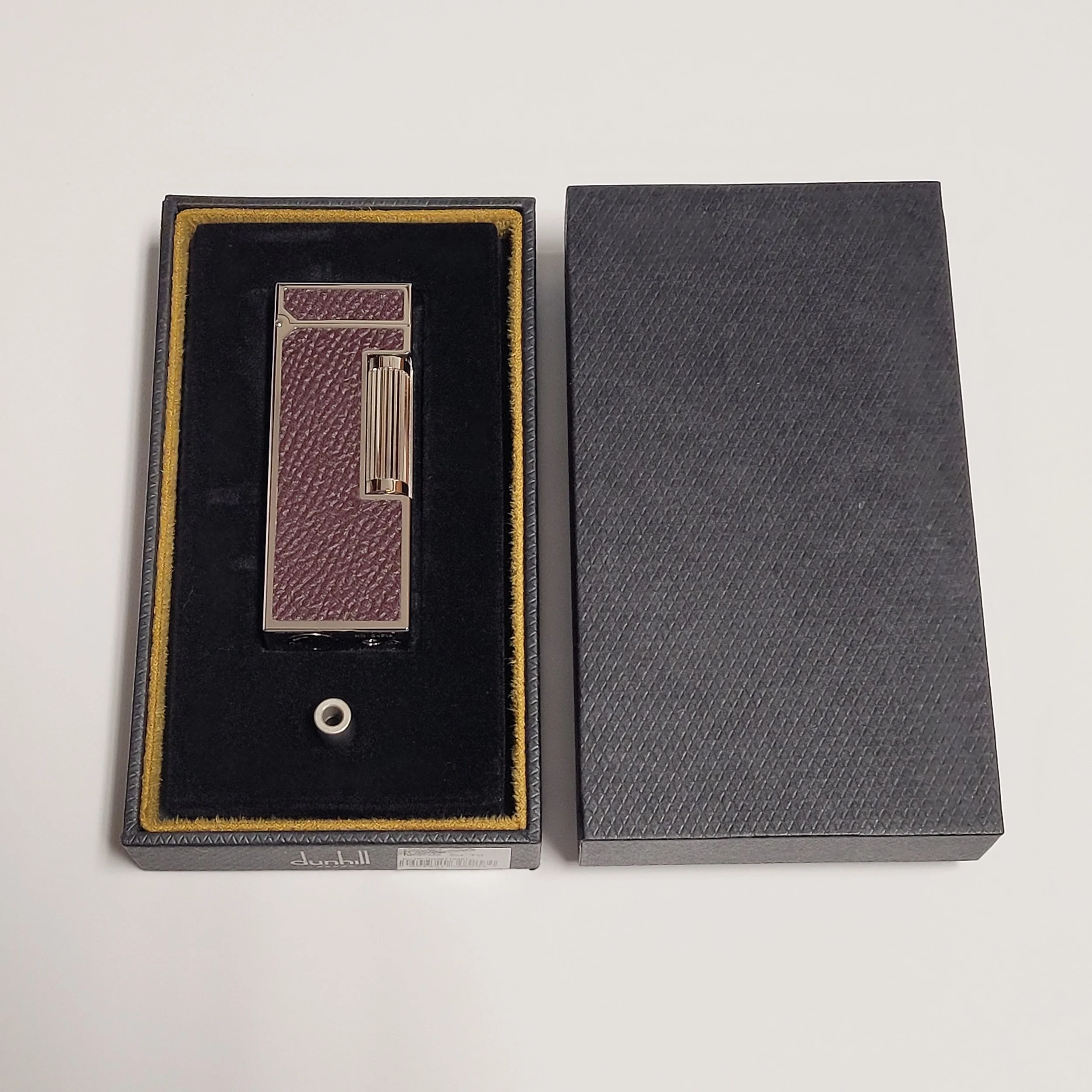 Alfred Dunhill Rollagas 2 Bourdon Leather & Palladium Lighter