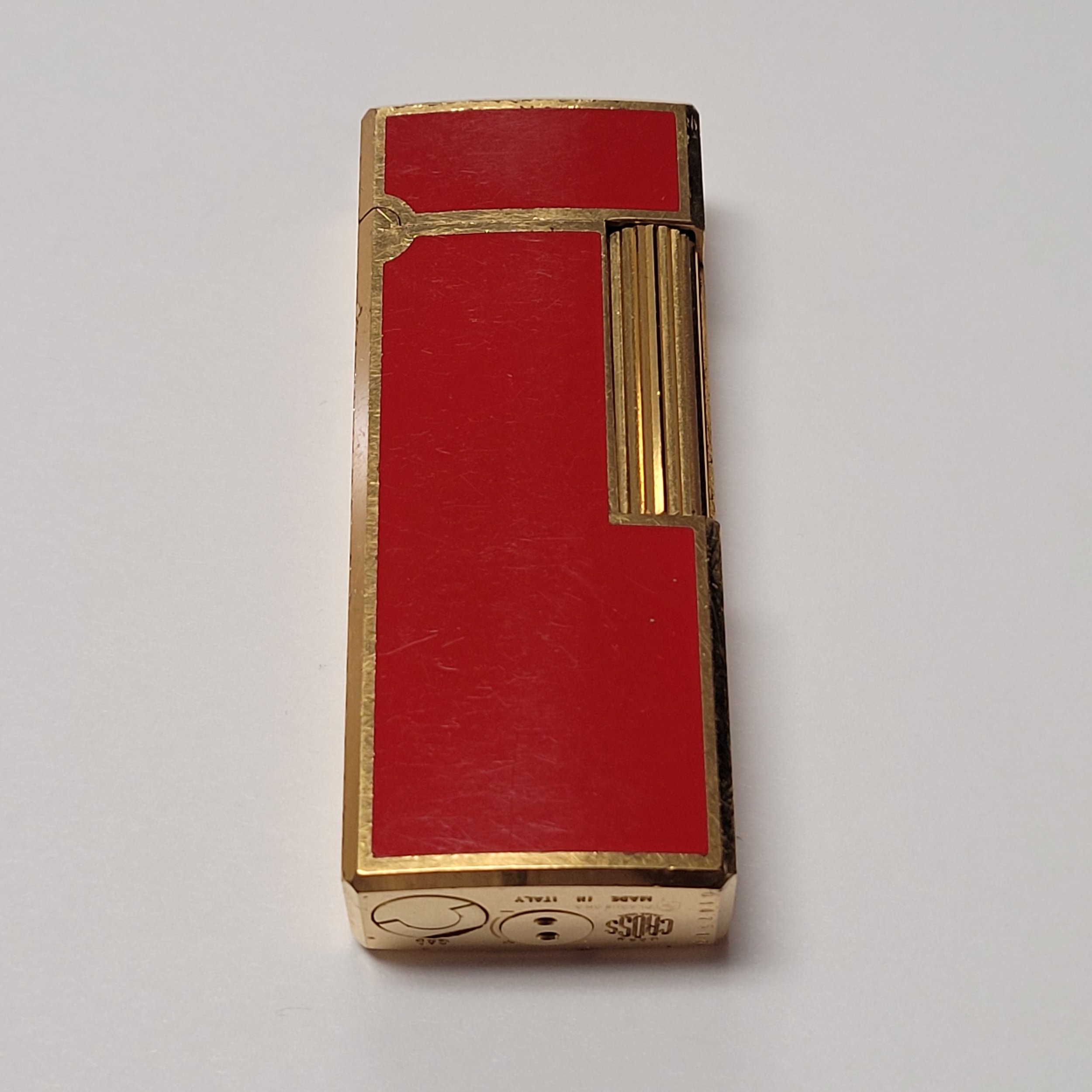 Mark Cross Gold Plated & Red Lacquer Lighter
