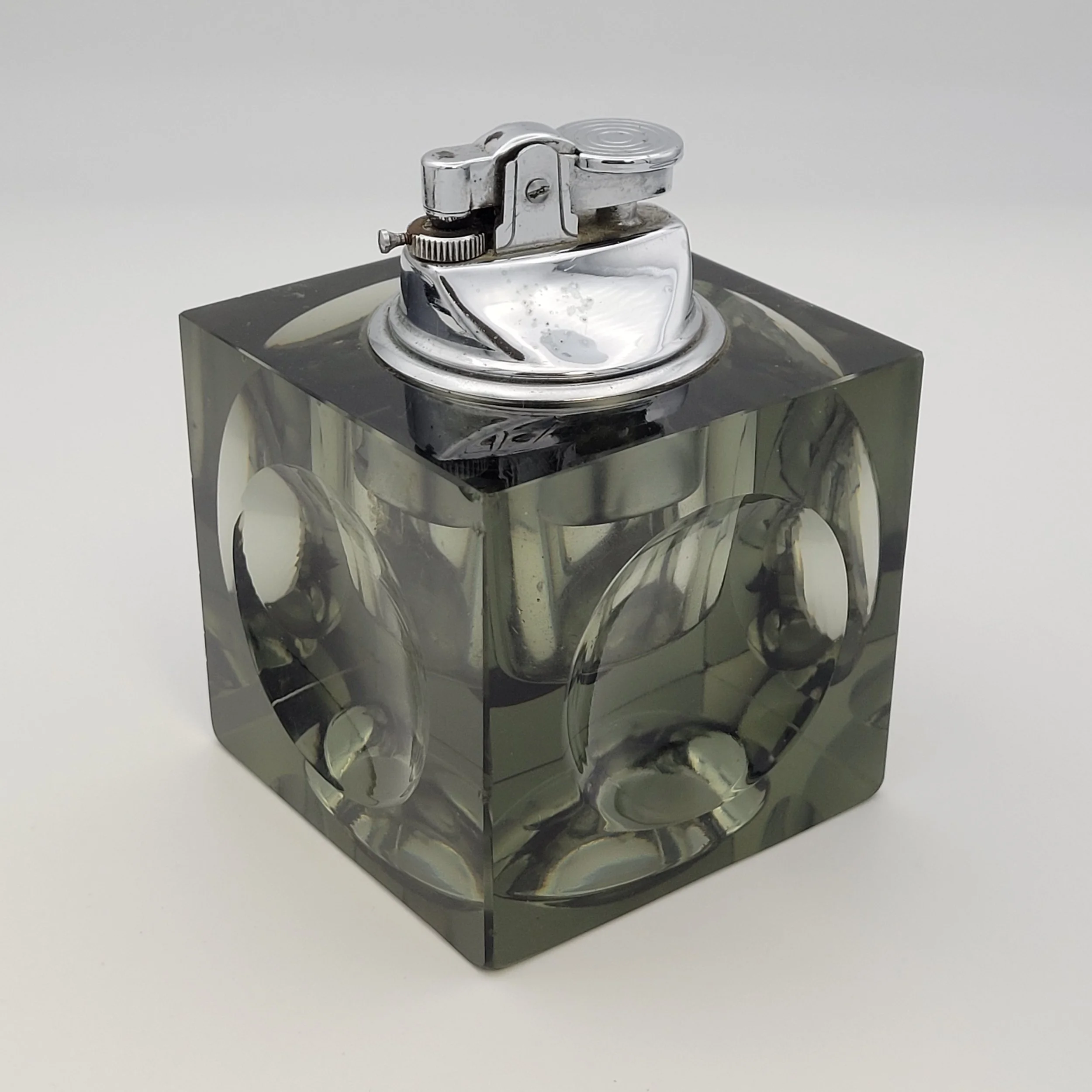 Vintage Unbranded Glass Cube Butane Table Lighter