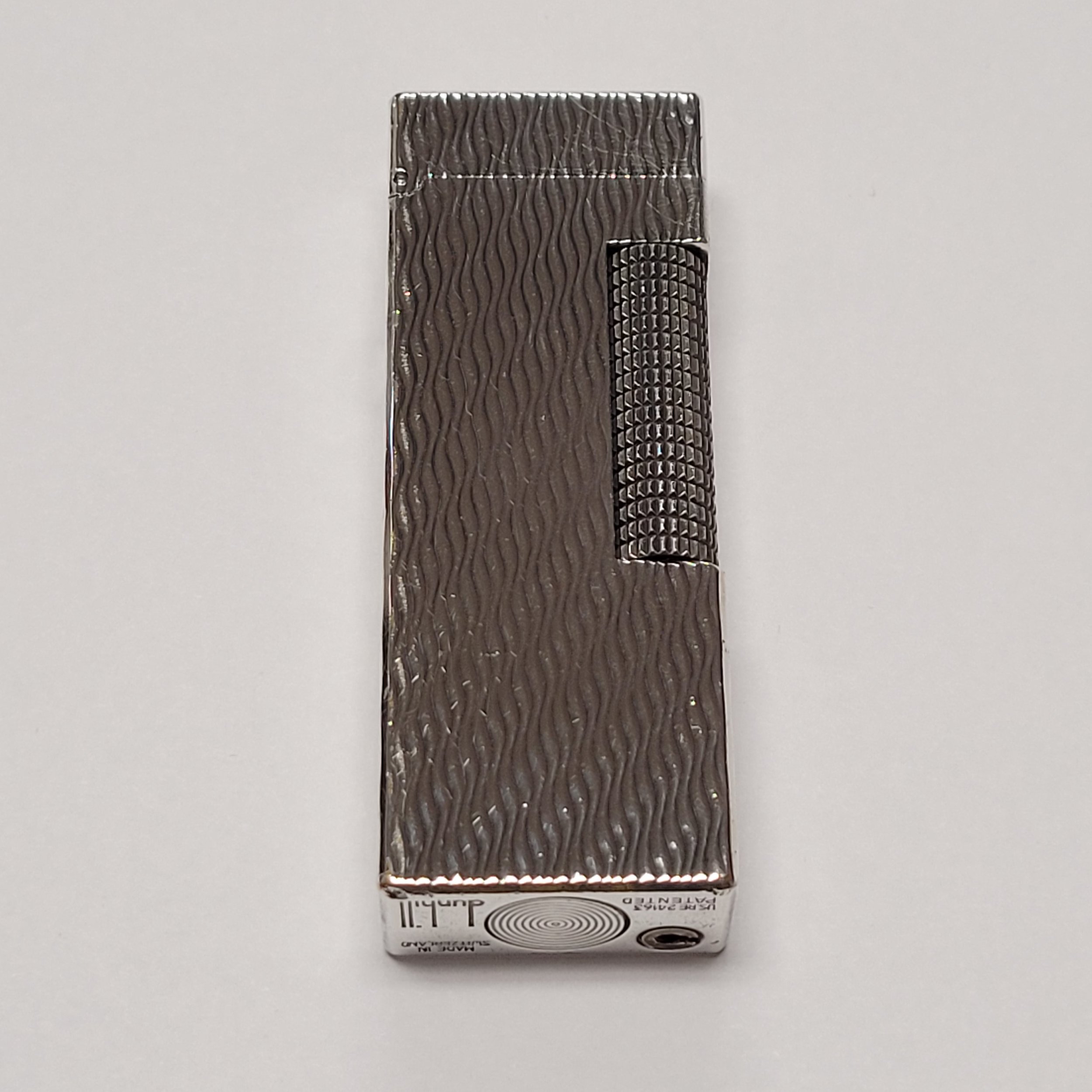1970s Alfred Dunhill Rollagas Silver Plated & Wavy Lines Lighter
