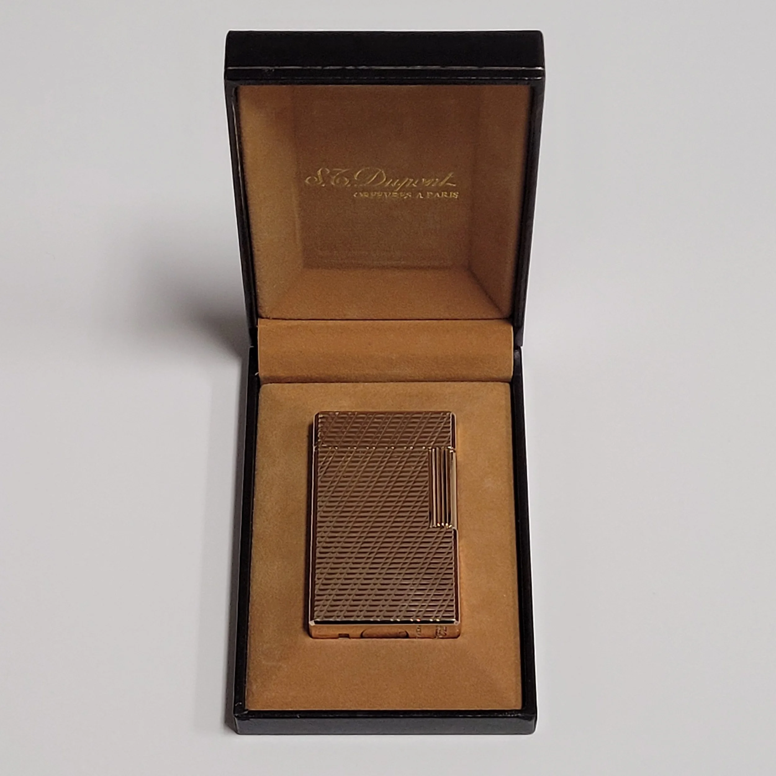 S.T. Dupont Ligne 1 Gold Plated Crosshatch Lighter