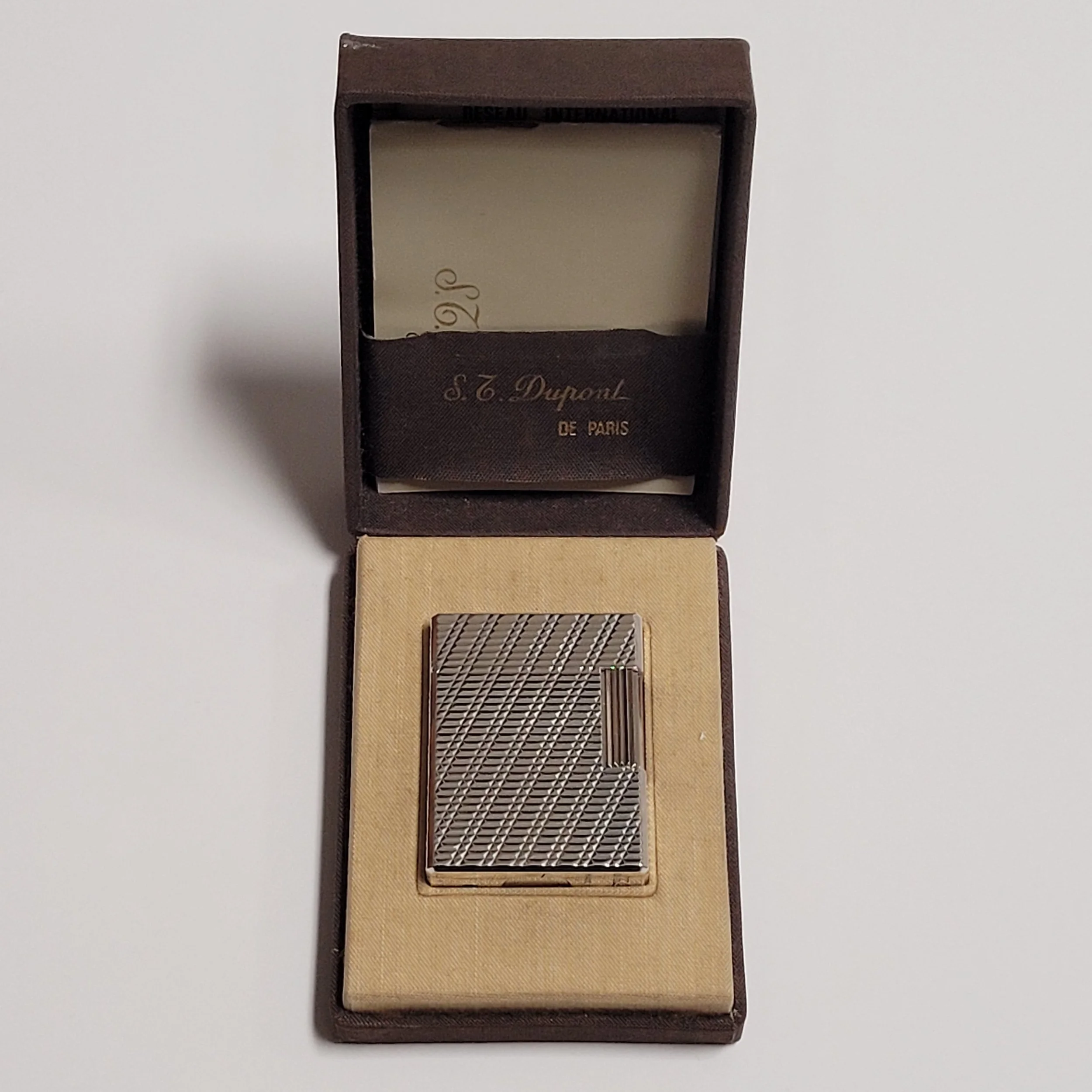 S.T. Dupont Ligne 1 Silver Plated & Crosshatch Lighter