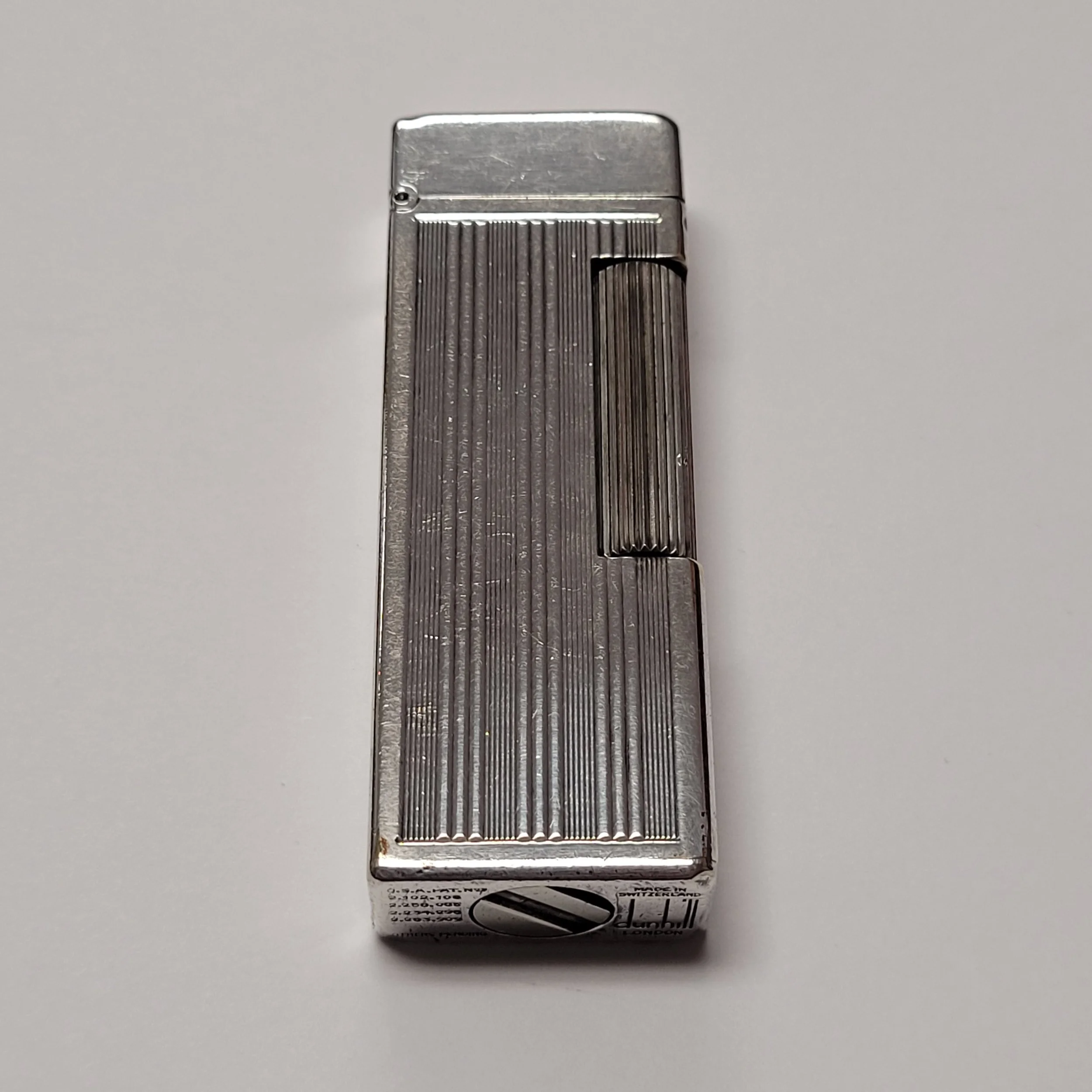 Alfred Dunhill 1950s Auto Rollalite Silver Plated Columns Lighter