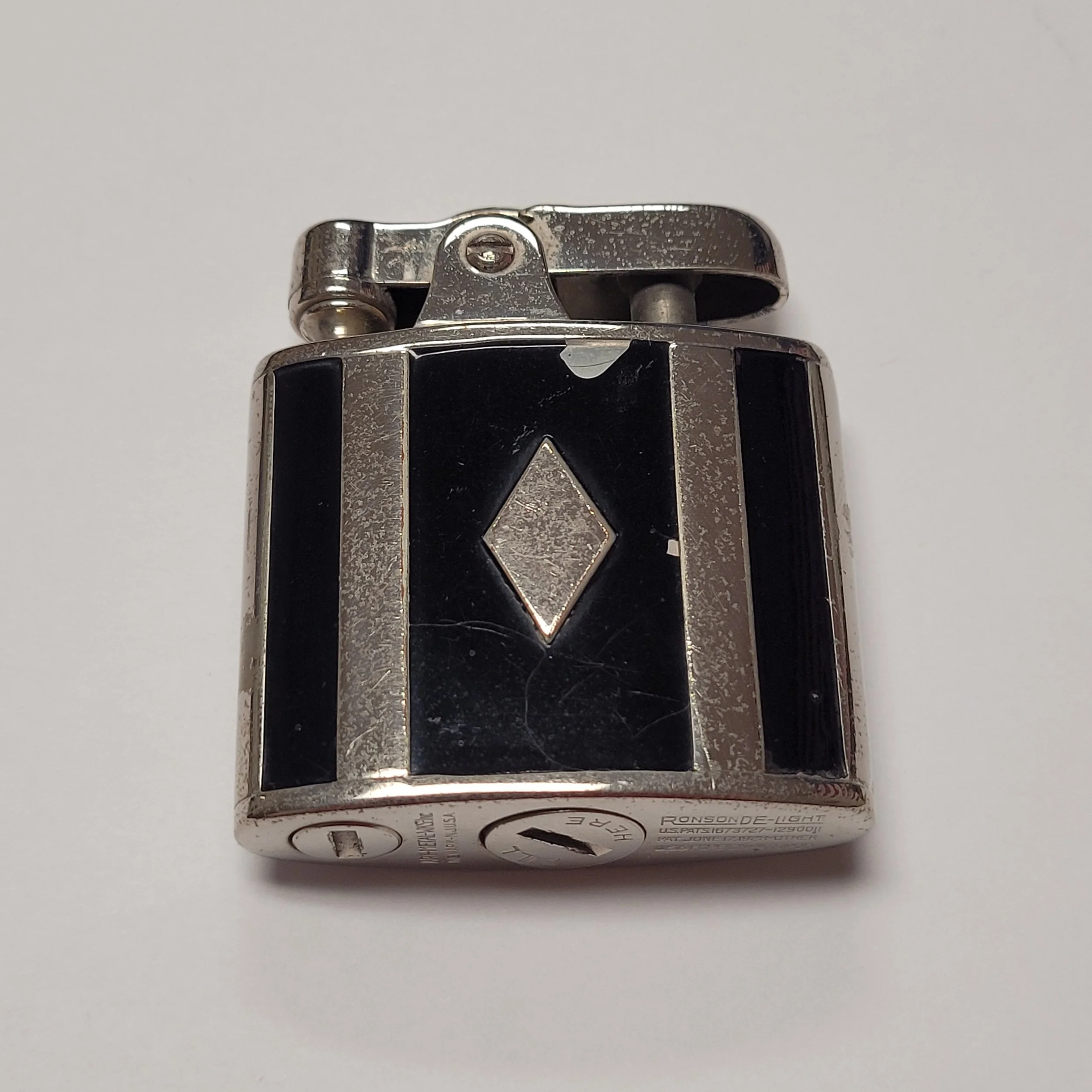 1930s Ronson Princess Black Enamel Petrol Lighter