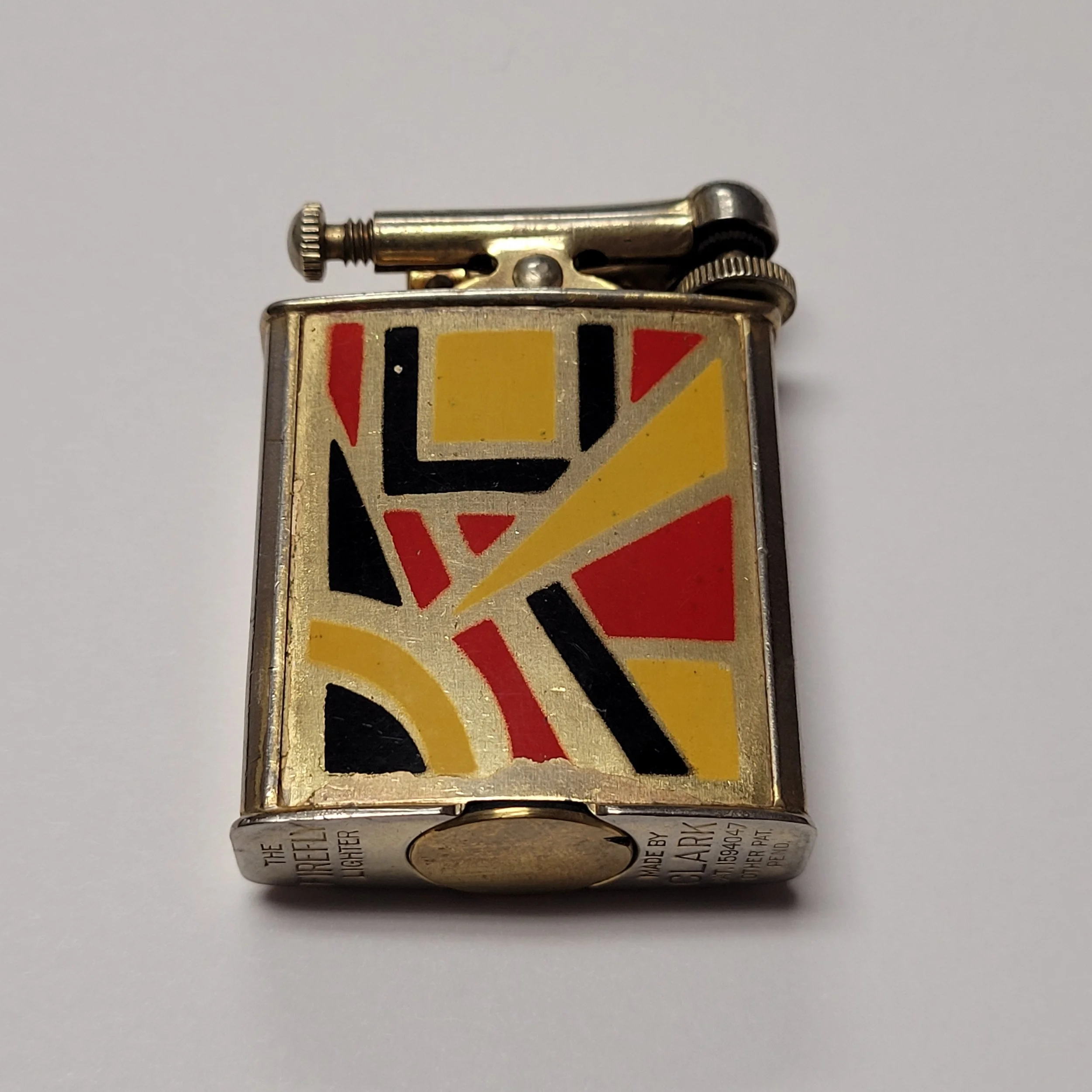 1930s Clark Firefly Art Deco Enemaled Lift Arm Lighter
