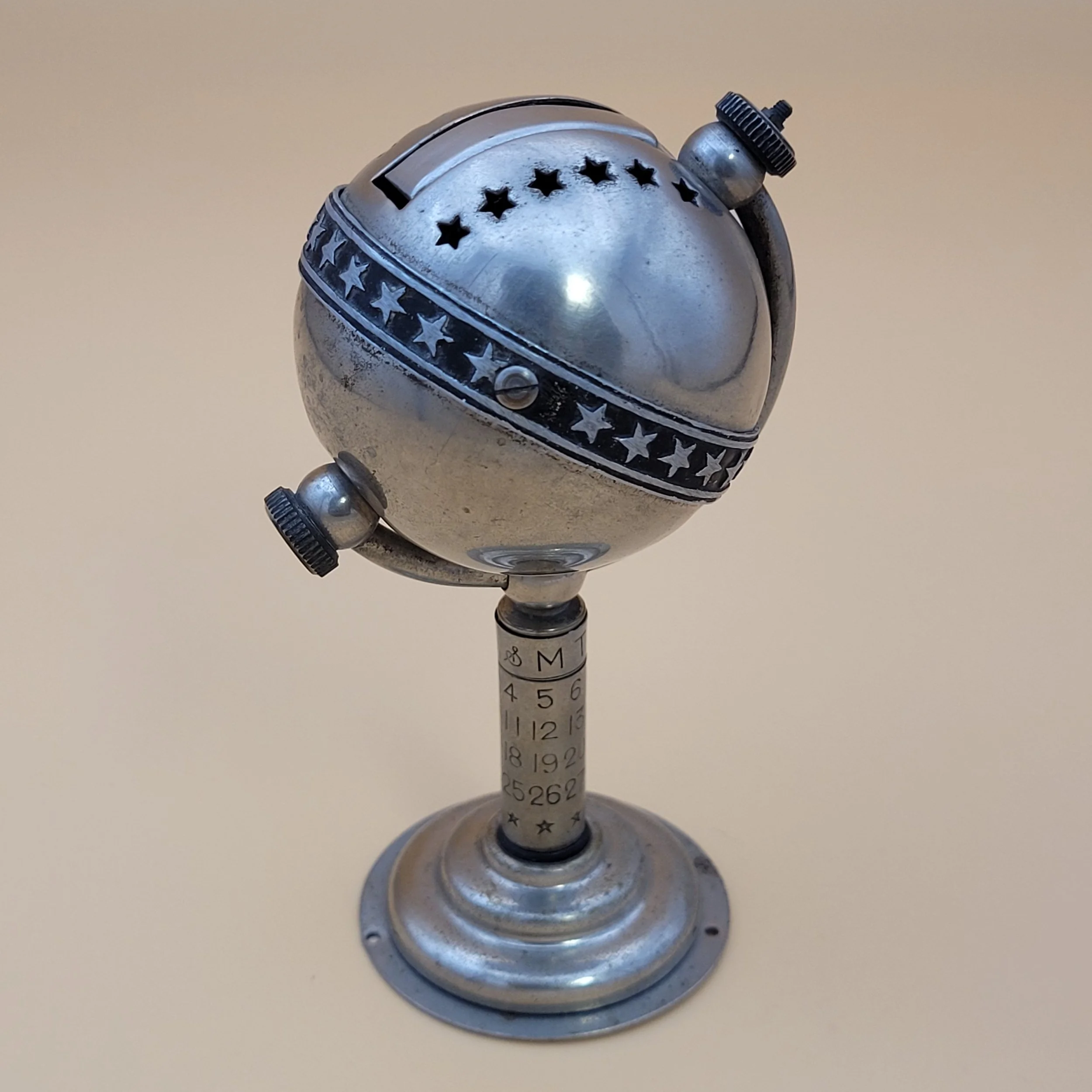 Vintage Perpetual Calendar Globe Table Lighter