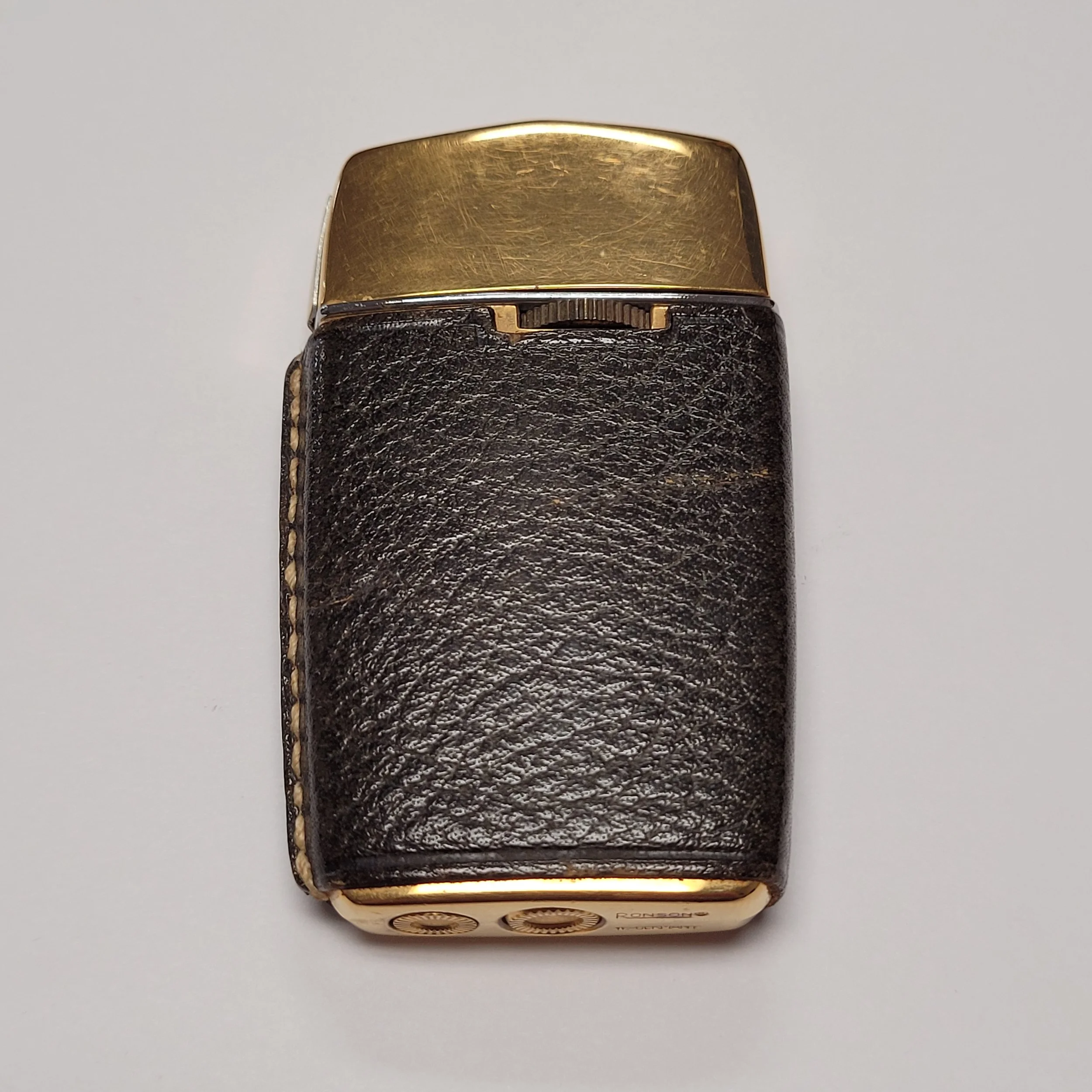 Ronson Varaflame Windlite Brown Leather Lighter
