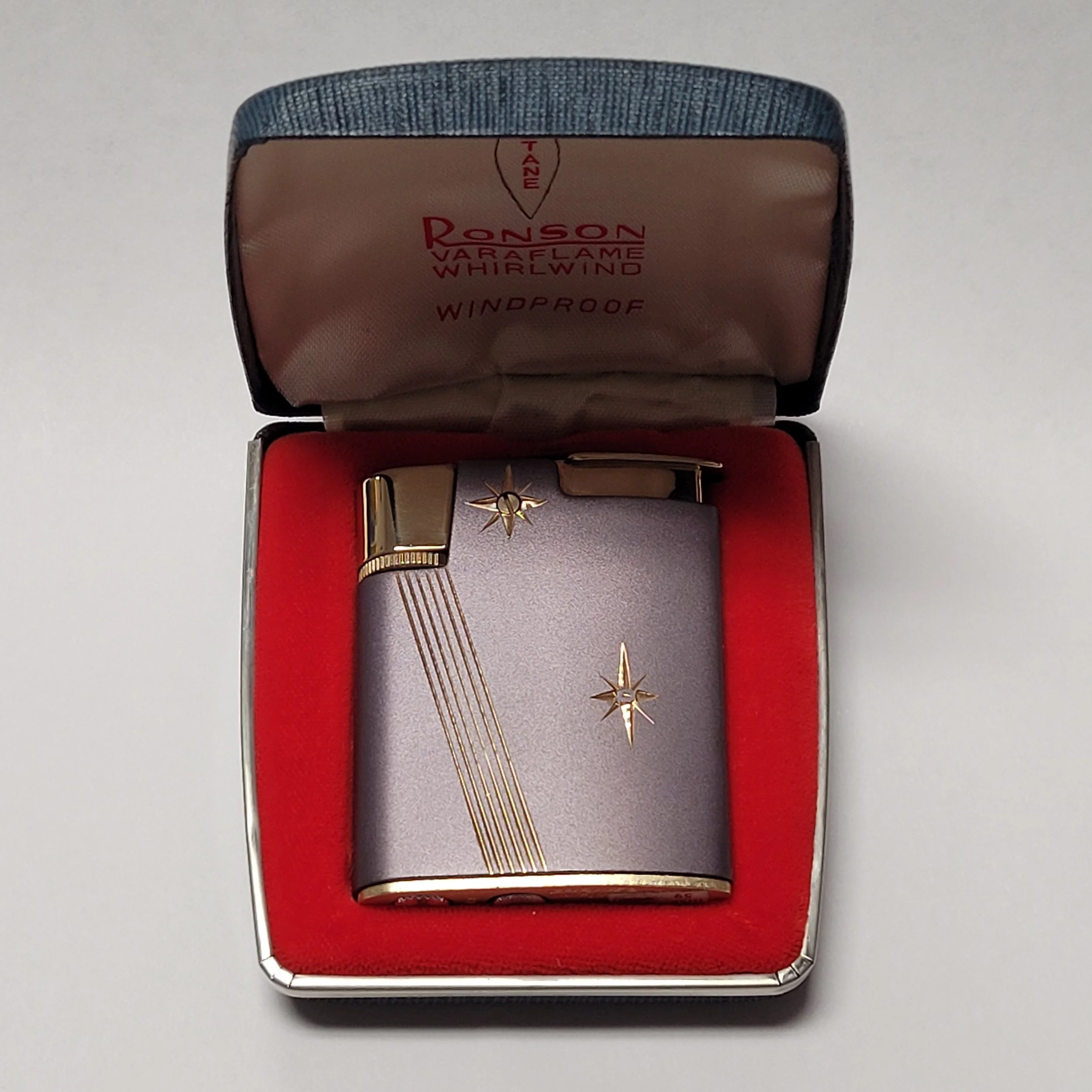 Ronson Varaflame Whirlwind Purple & Gold Lighter