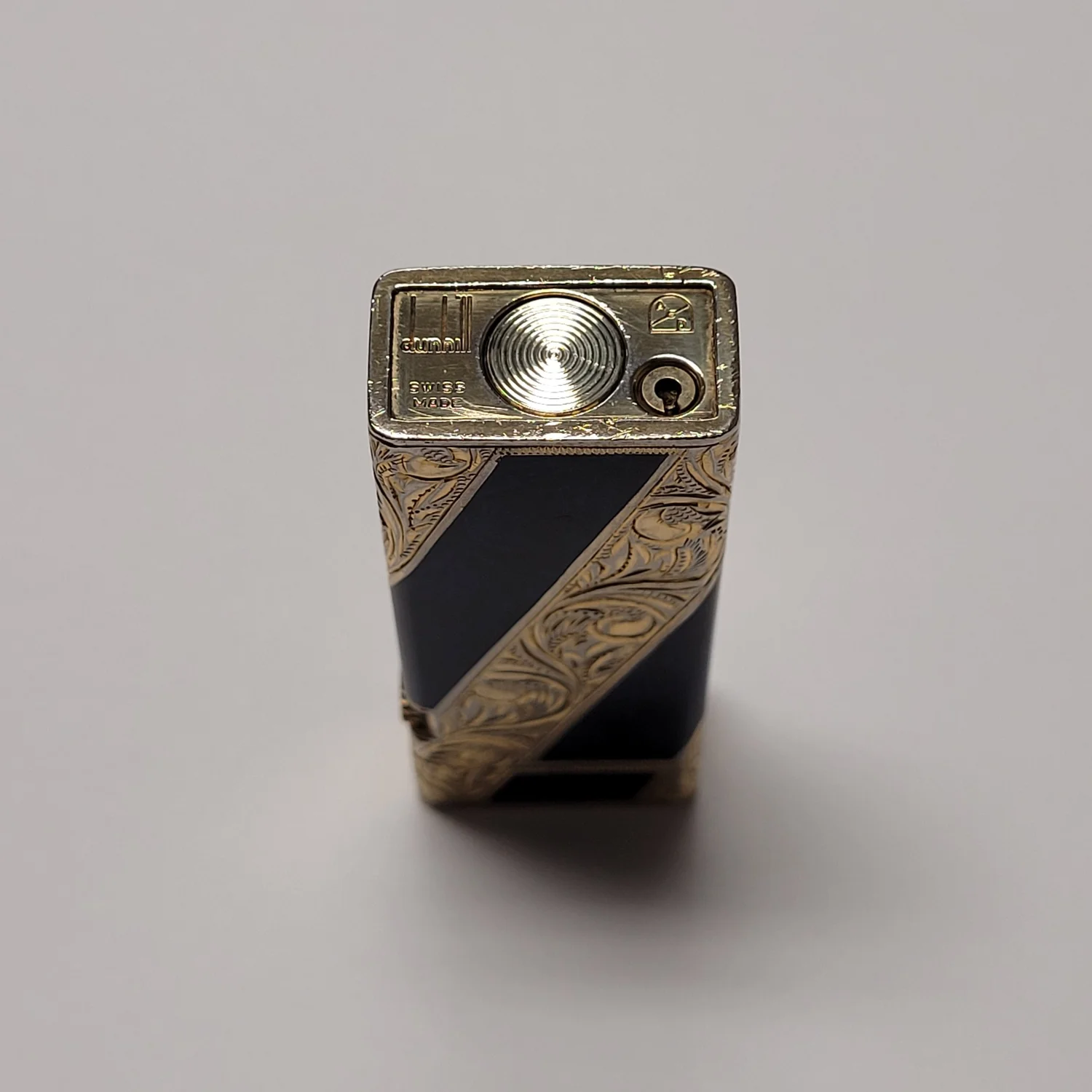 Alfred Dunhill Rollagas Floral Blue Lacquer & Gold Plated 