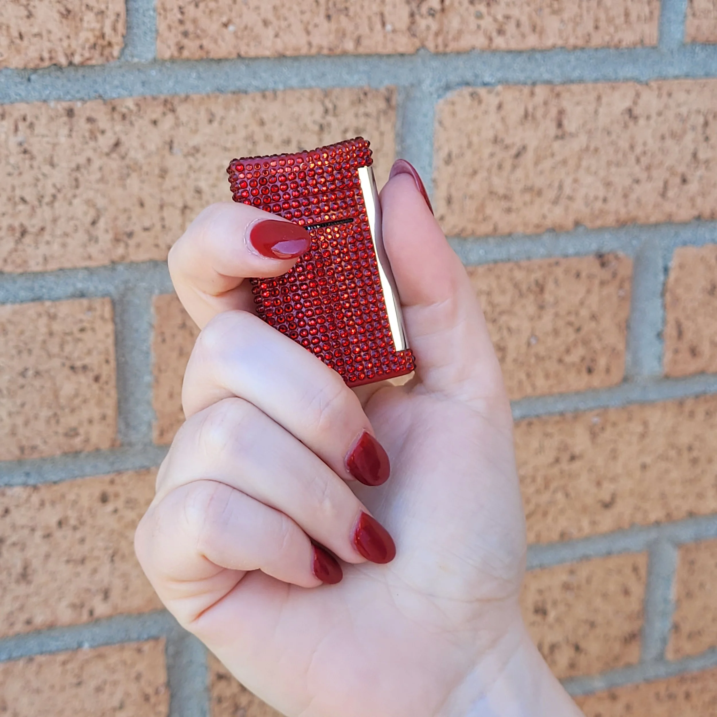 S.T. Dupont Minijet Red Swarovski Crystals Lighter