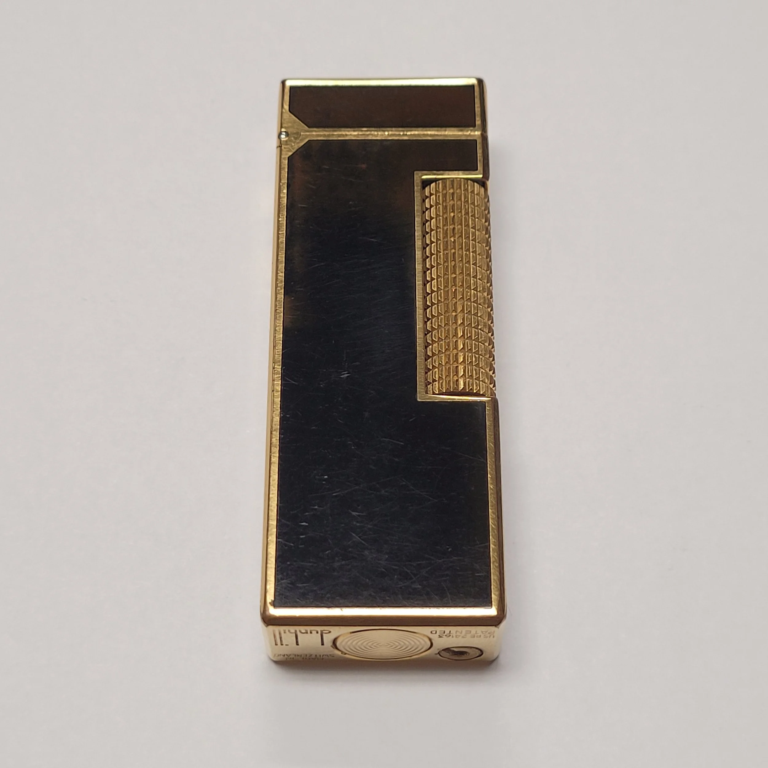 Alfred Dunhill Rollagas Two-Tone Brown Lacquer & Gold Plated Lighter