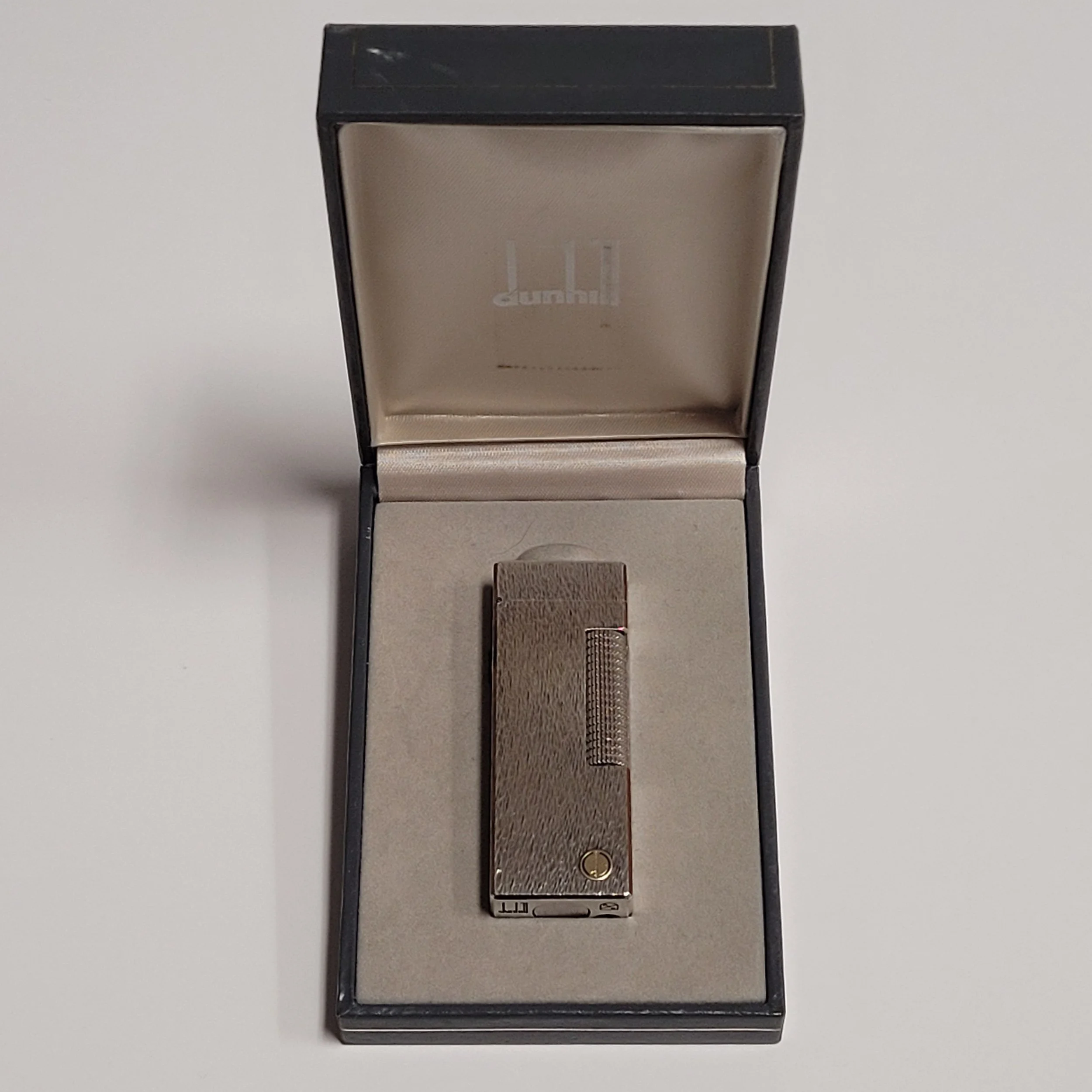 Alfred Dunhill Rollagas Silver Plated & Fine Bark Lighter