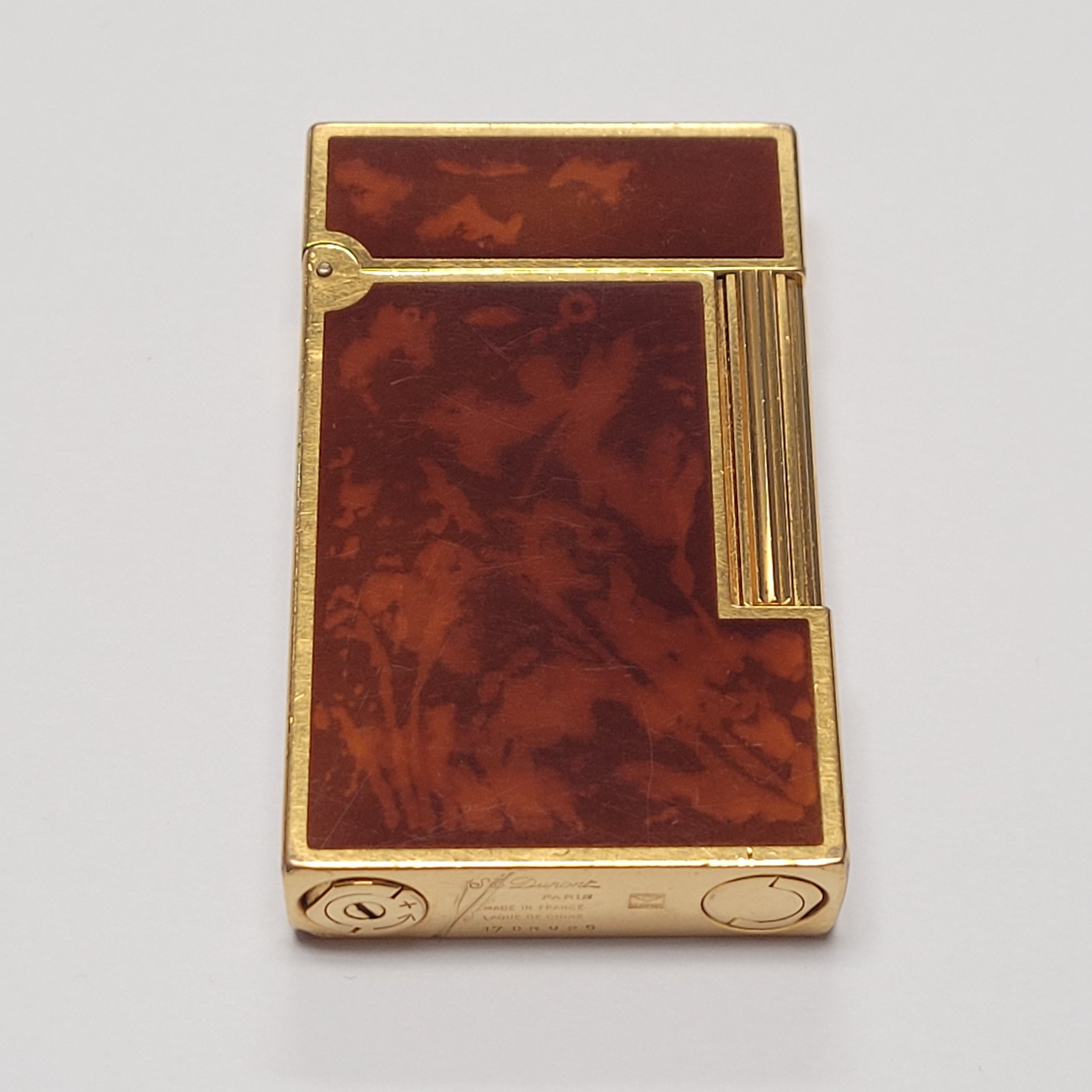 S.T. Dupont Ligne 2 Gold Plated Marbled Lacquer Lighter
