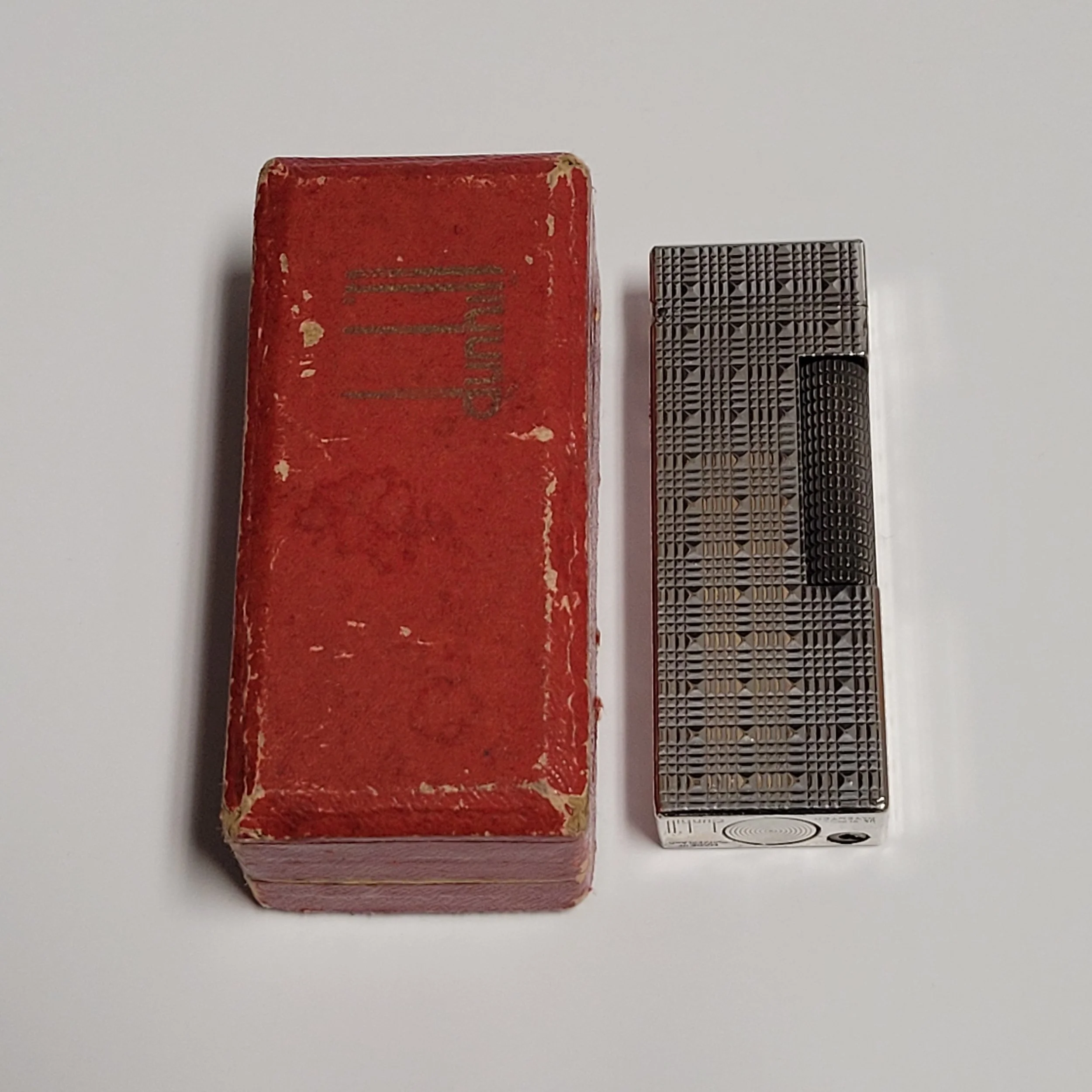 1960s Alfred Dunhill Rollagas Silver Plated Square Tartan Lighter