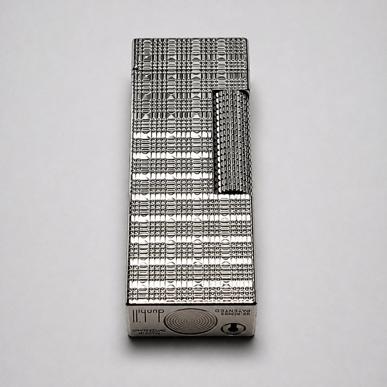 1970s Alfred Dunhill Rollagas Silver Plated & Square Tartan Lighter