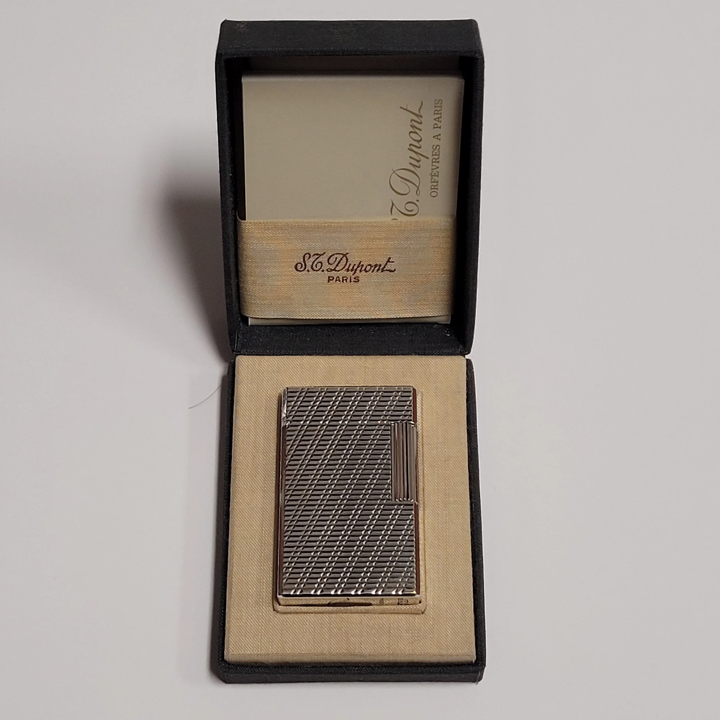 S.T. Dupont Ligne 1 Silver Plated & Crosshatch Lighter