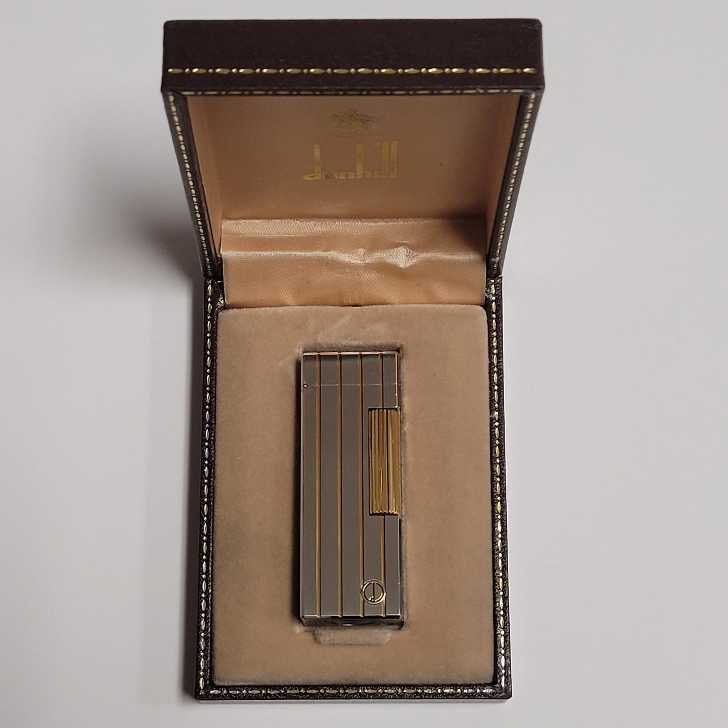 Alfred Dunhill Rollagas Stainless Steel & Gold Stripes Lighter
