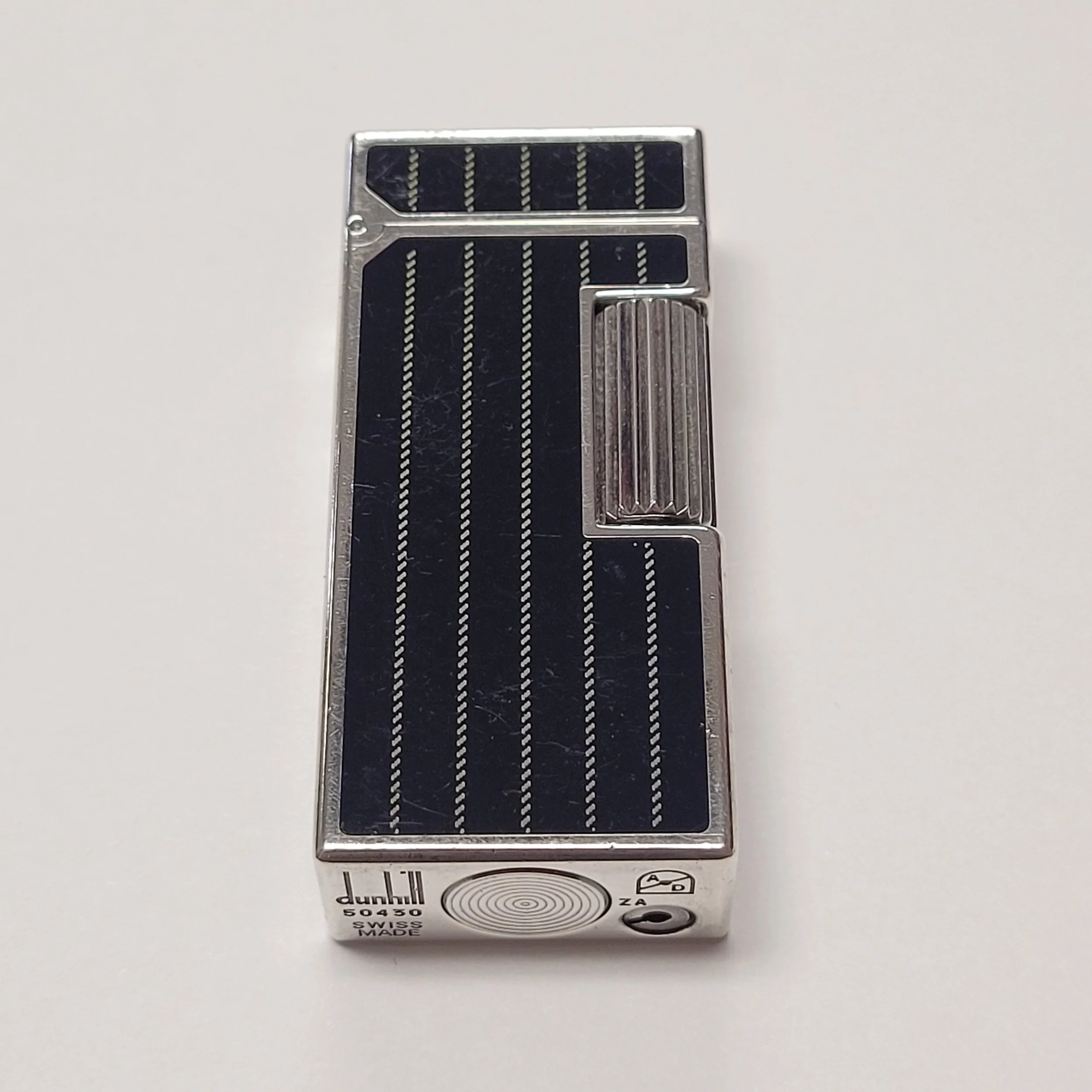Dunhill Rollagas Mini Silver Plated Black Lacquer Lighter