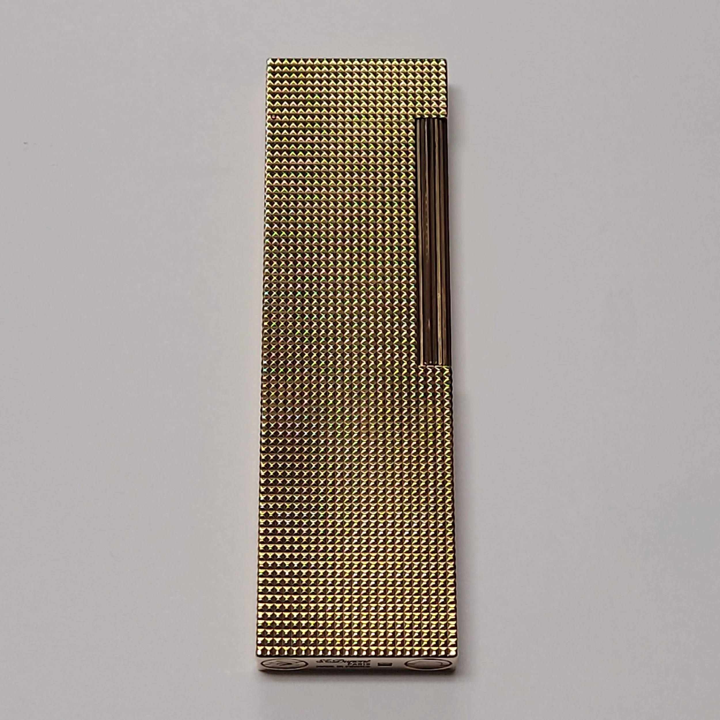 S.T. Dupont Ligne 2 Gold Plated & Hobnail Table Lighter