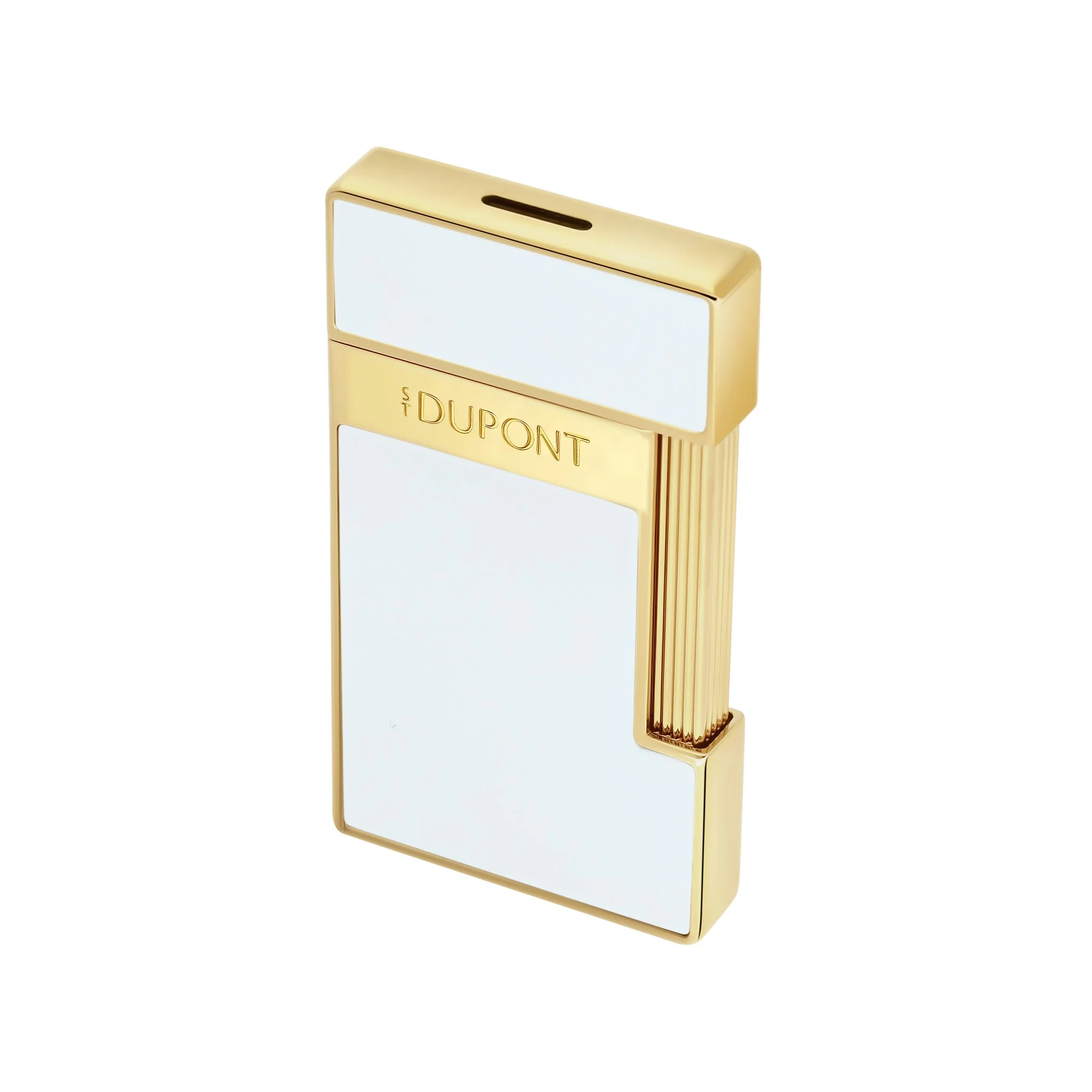 S.T. Dupont Slimmy Lighter White Lacquer & Gold 28224