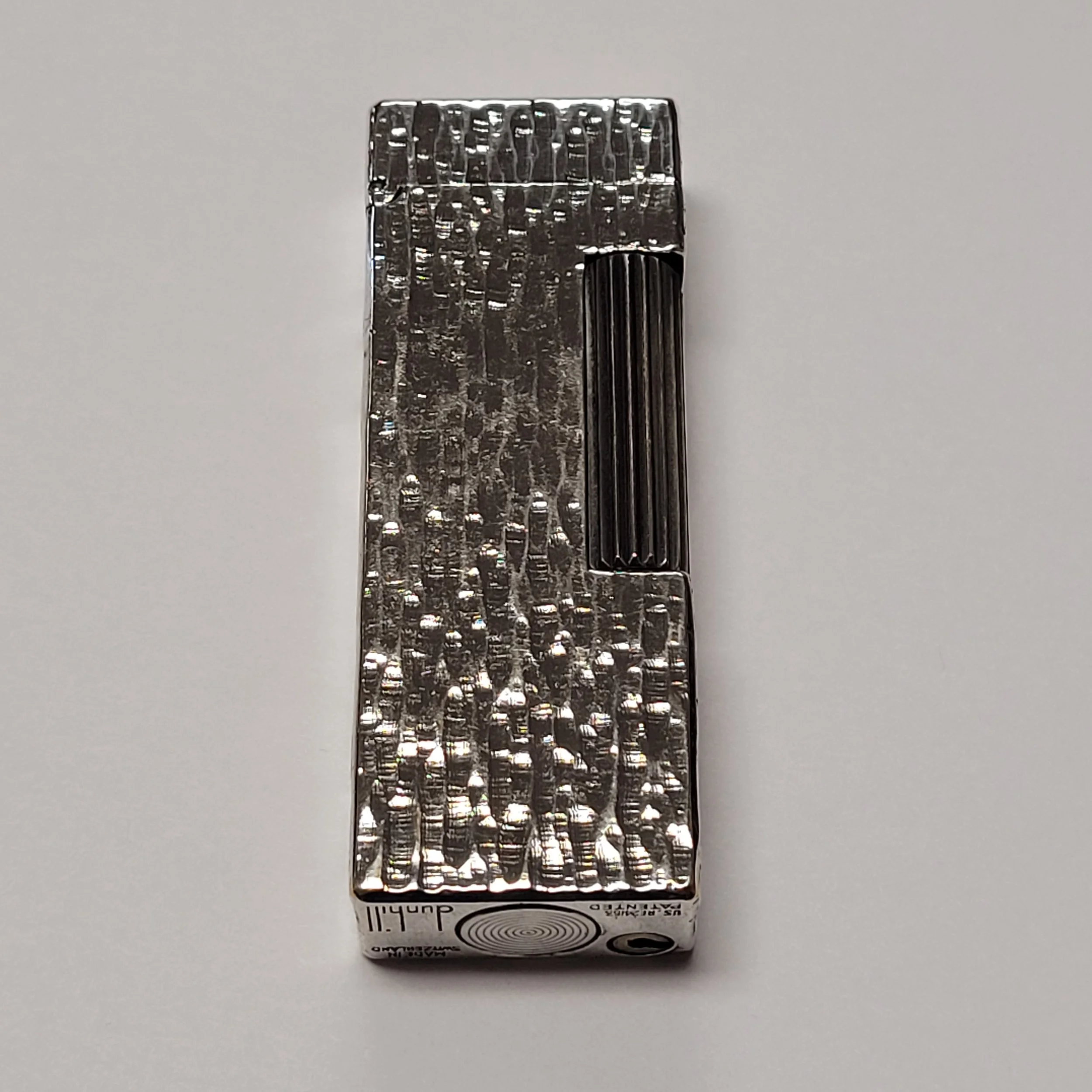 Alfred Dunhill Rollagas Bark & Silver Plated Lighter
